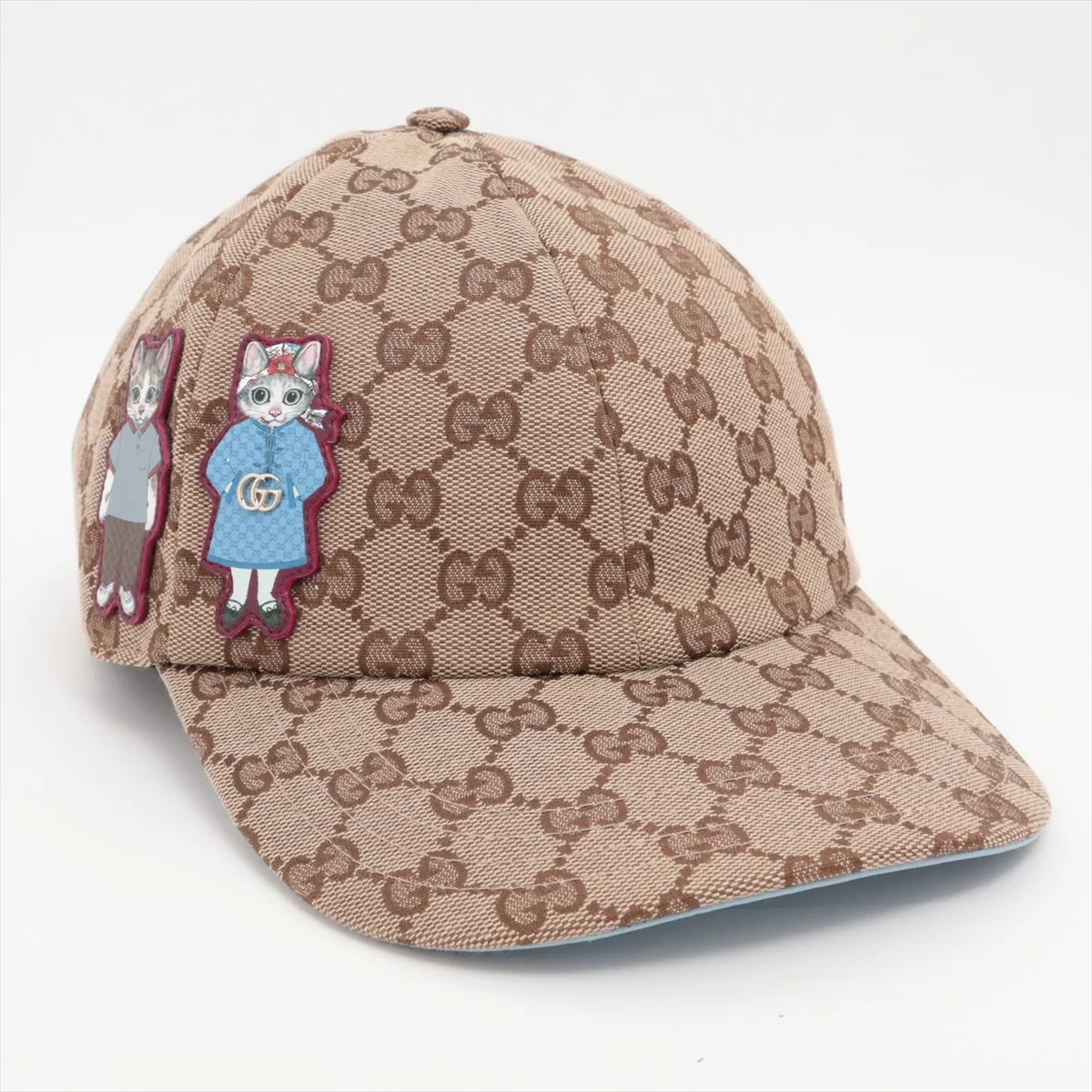 x Yuko Higuchi 847862 GG Canvas Cap, Size M, Polyester x Nylon x Cotton, Beige x Light Blue, — view 2