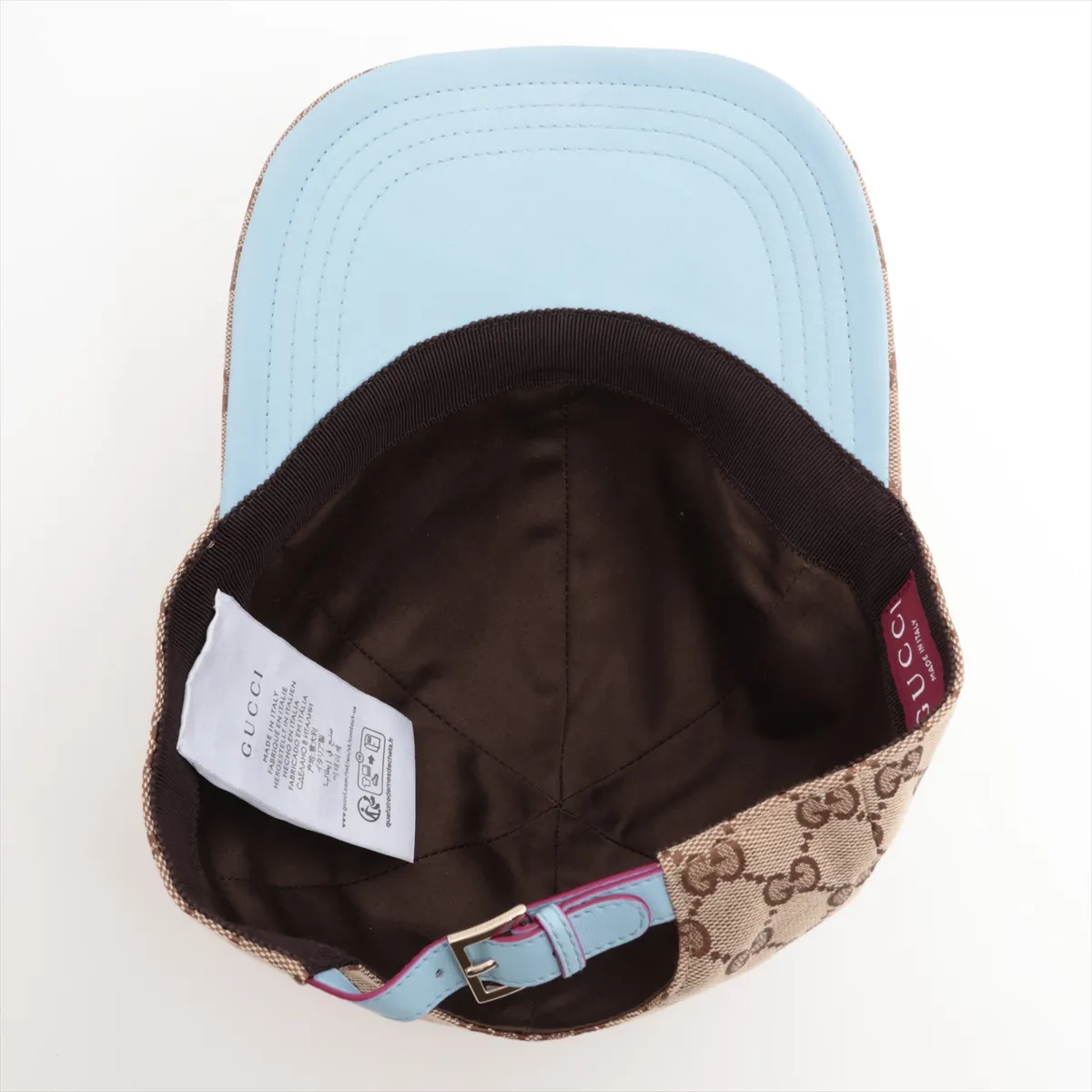 x Yuko Higuchi 847862 GG Canvas Cap, Size M, Polyester x Nylon x Cotton, Beige x Light Blue, — view 4