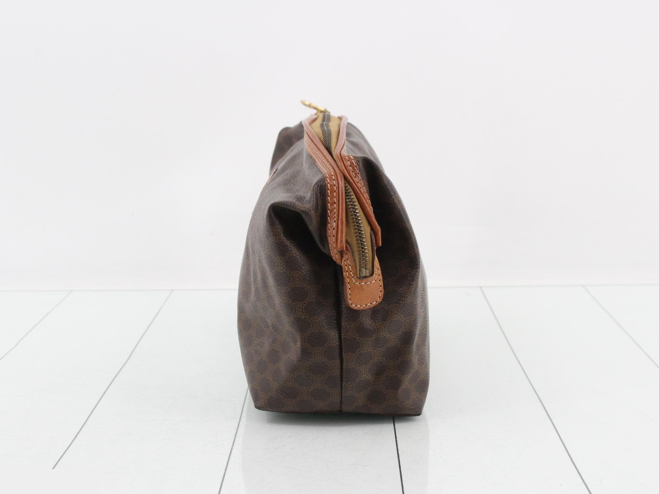 Macadam Clutch Bag, PVC/Leather, Brown — view 3