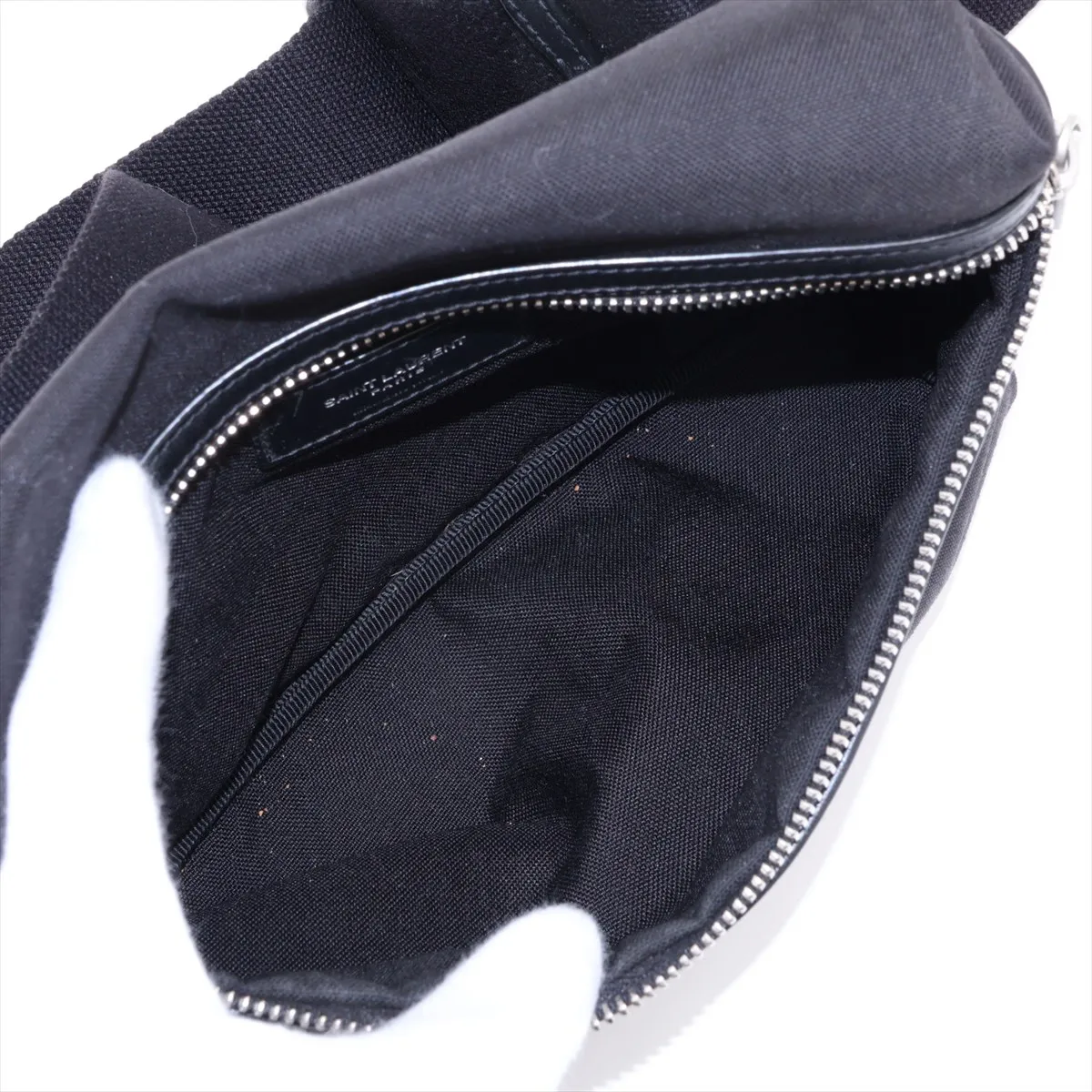 Belt Bag, Canvas x Leather Body Bag, Black, 634717 — view 6