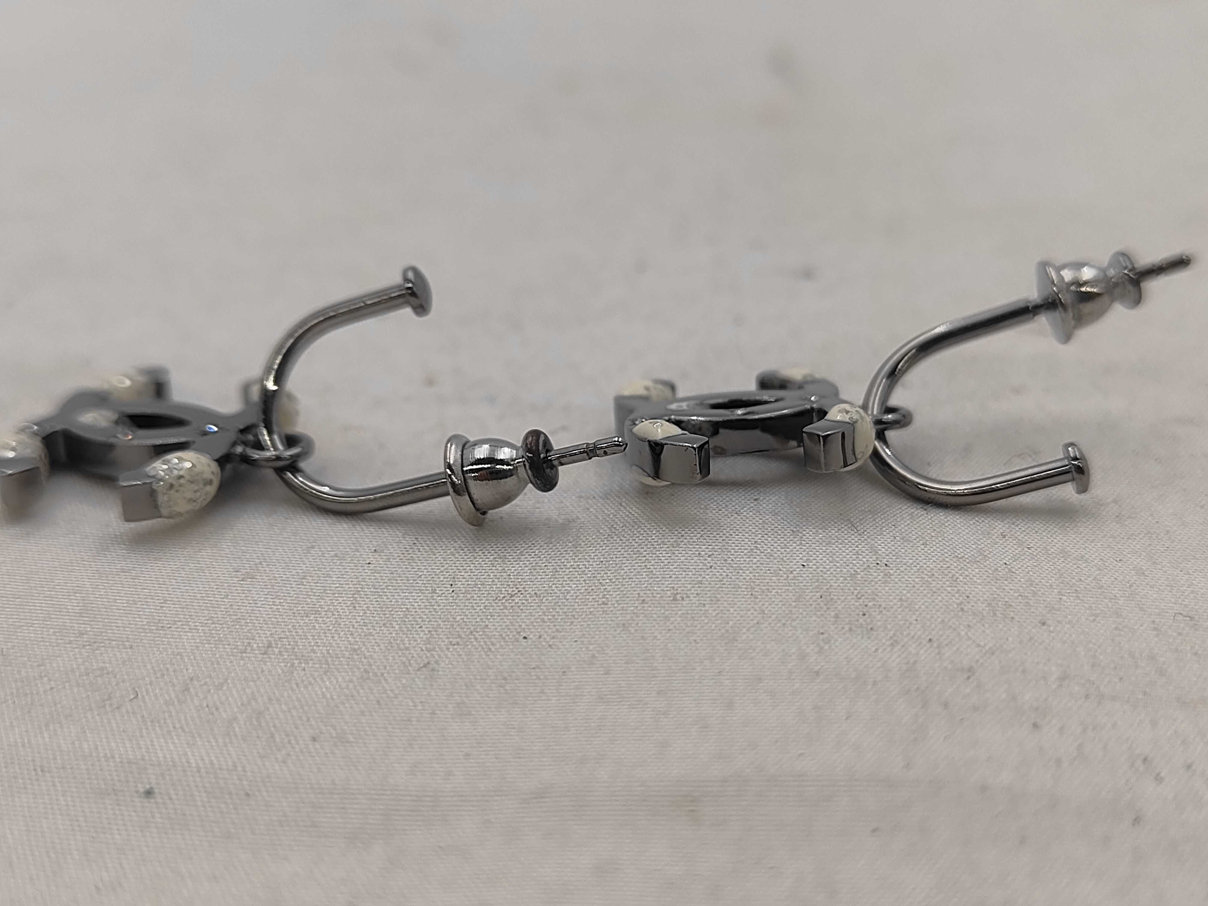 Hoop Earrings 07A Coco Mark Rhinestone Gunmetal Earrings — view 3