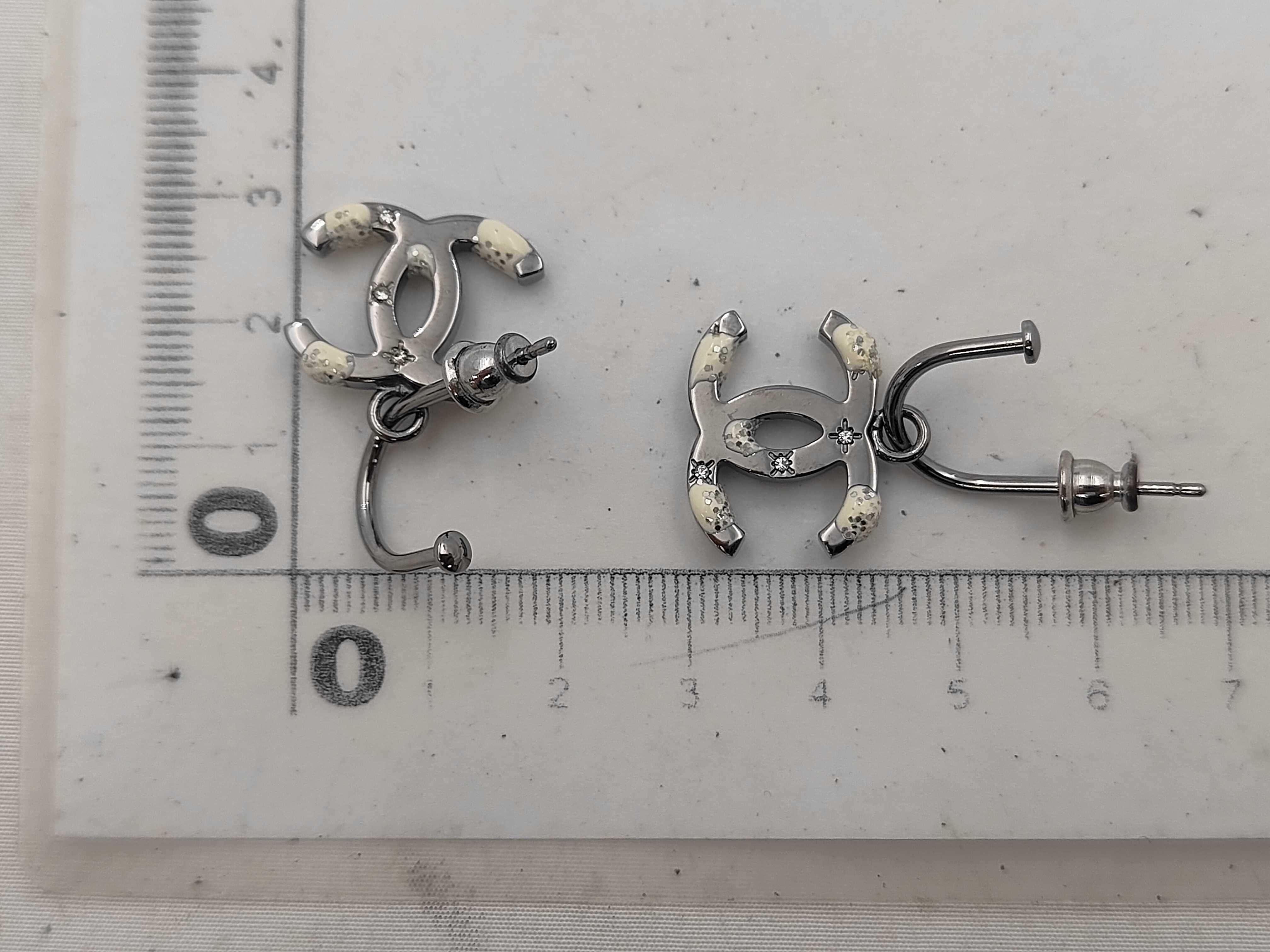 Hoop Earrings 07A Coco Mark Rhinestone Gunmetal Earrings — view 4