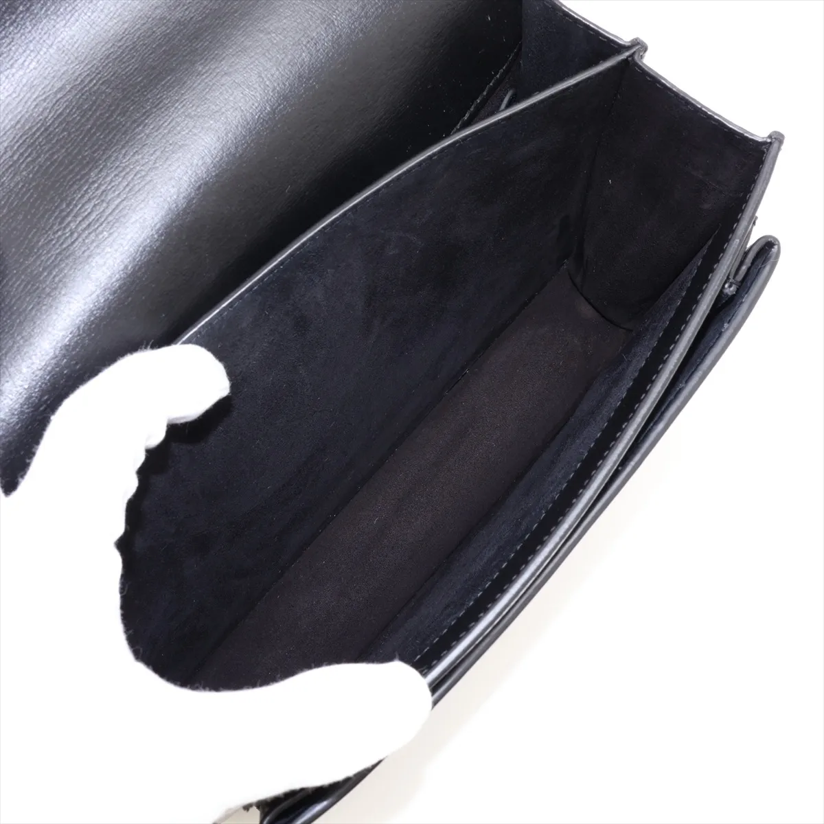 Sunset 442906 Leather Shoulder Bag, Black — view 8