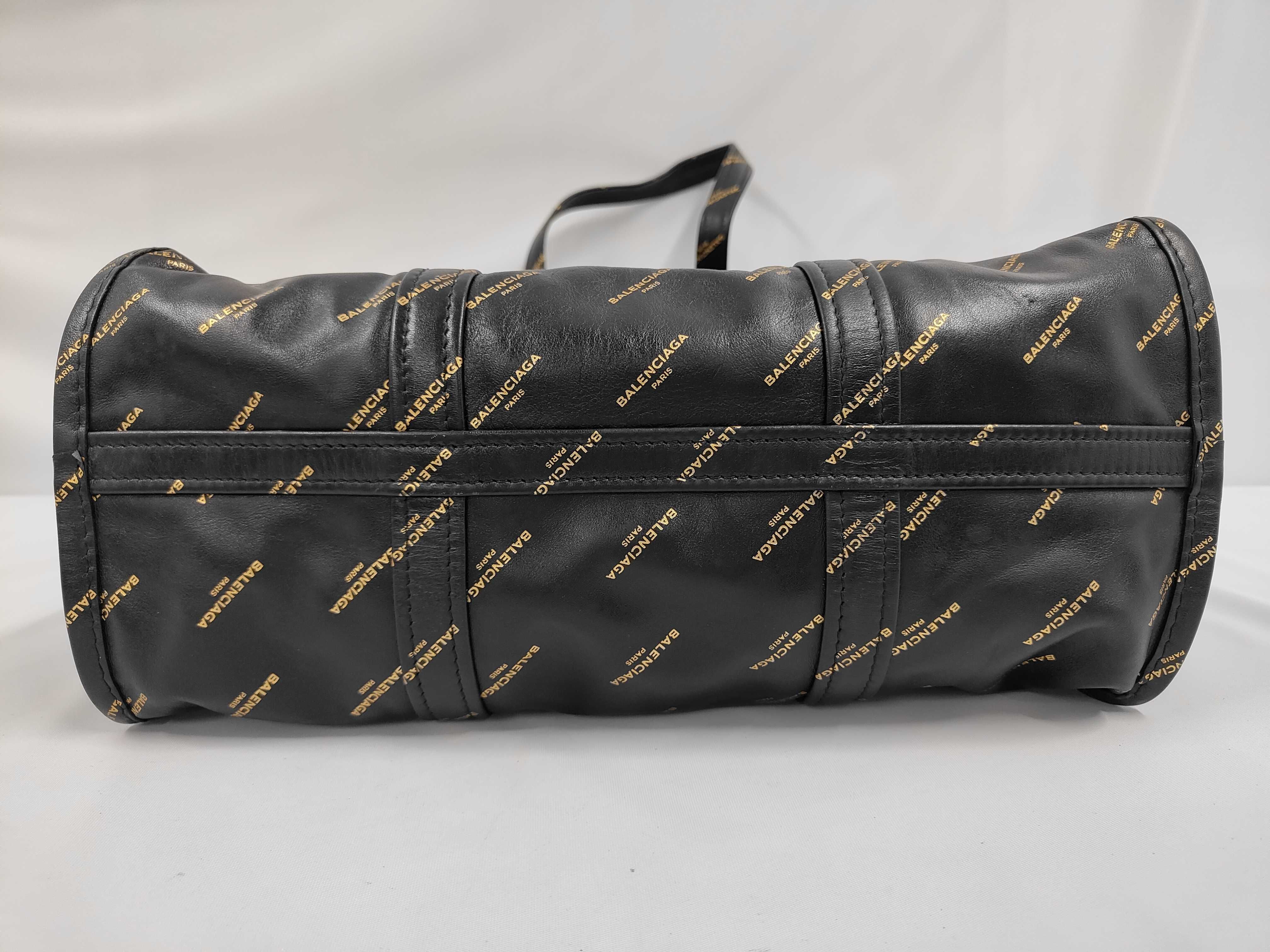 Monogram Logo Tote Bag, Black x Gold Handbag — view 3