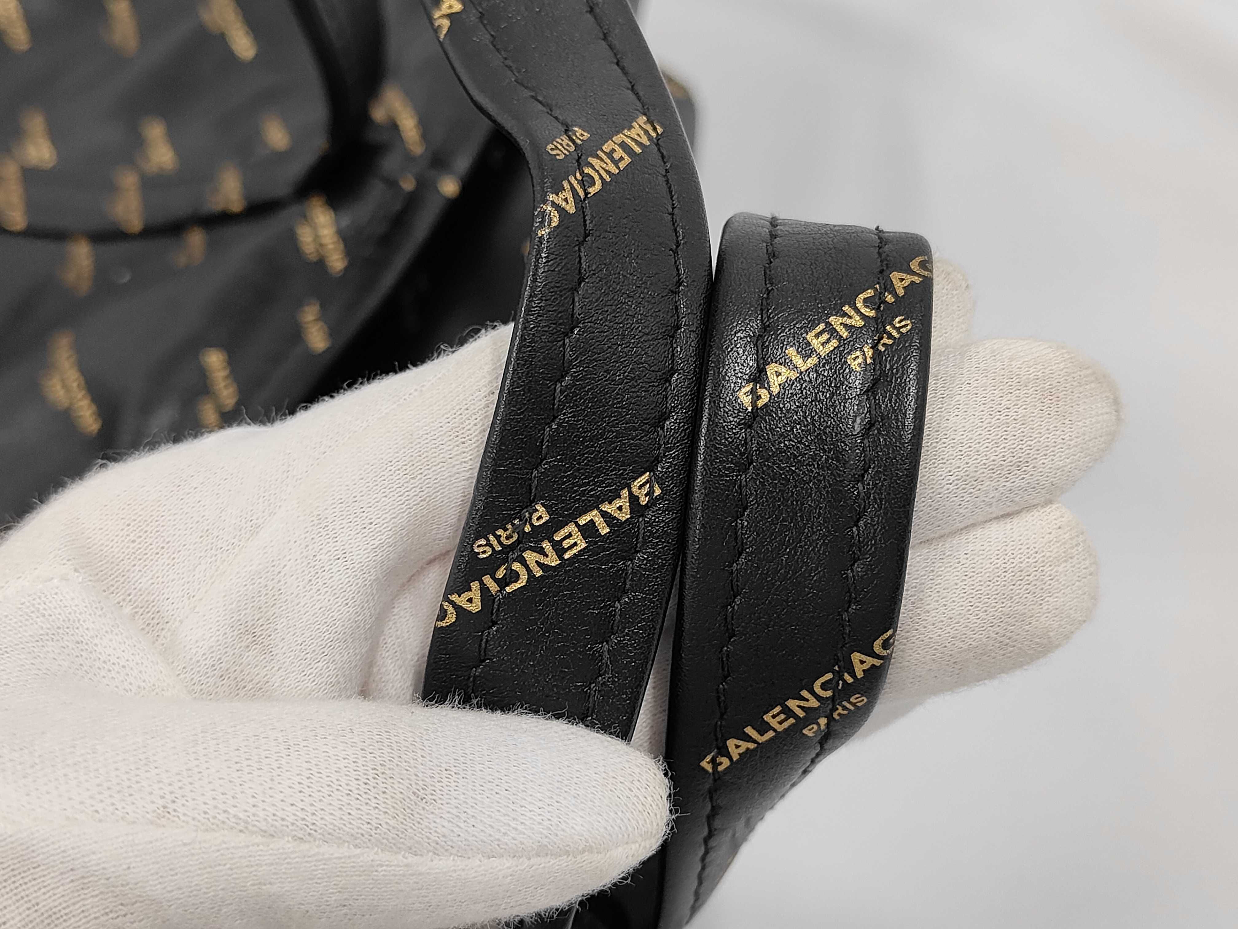Monogram Logo Tote Bag, Black x Gold Handbag — view 5