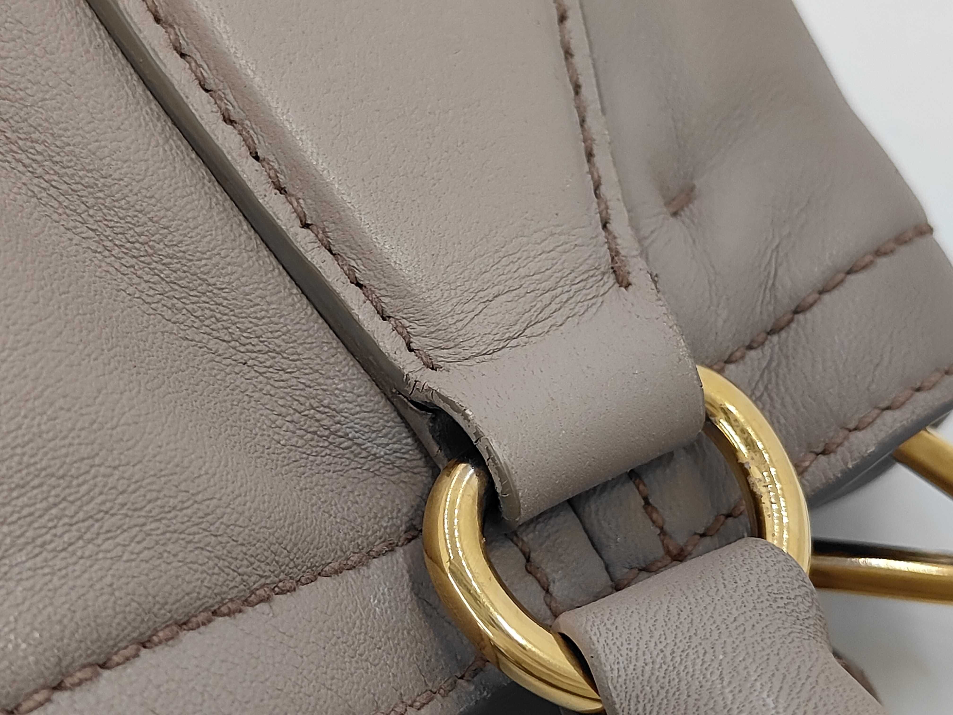 Vitello Daino Leather Tote Shoulder Bag Gray Handbag — view 7