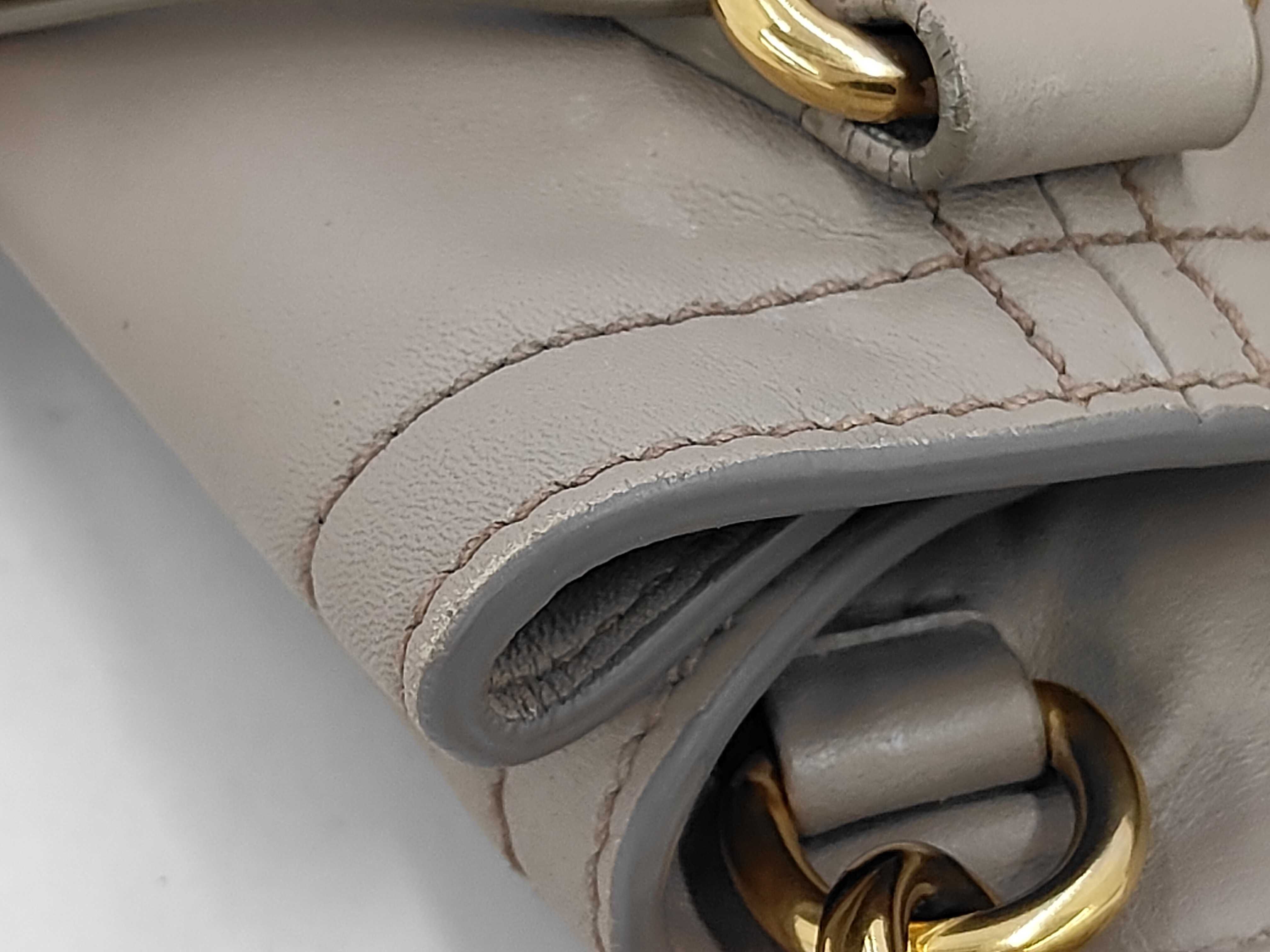 Vitello Daino Leather Tote Shoulder Bag Gray Handbag — view 10