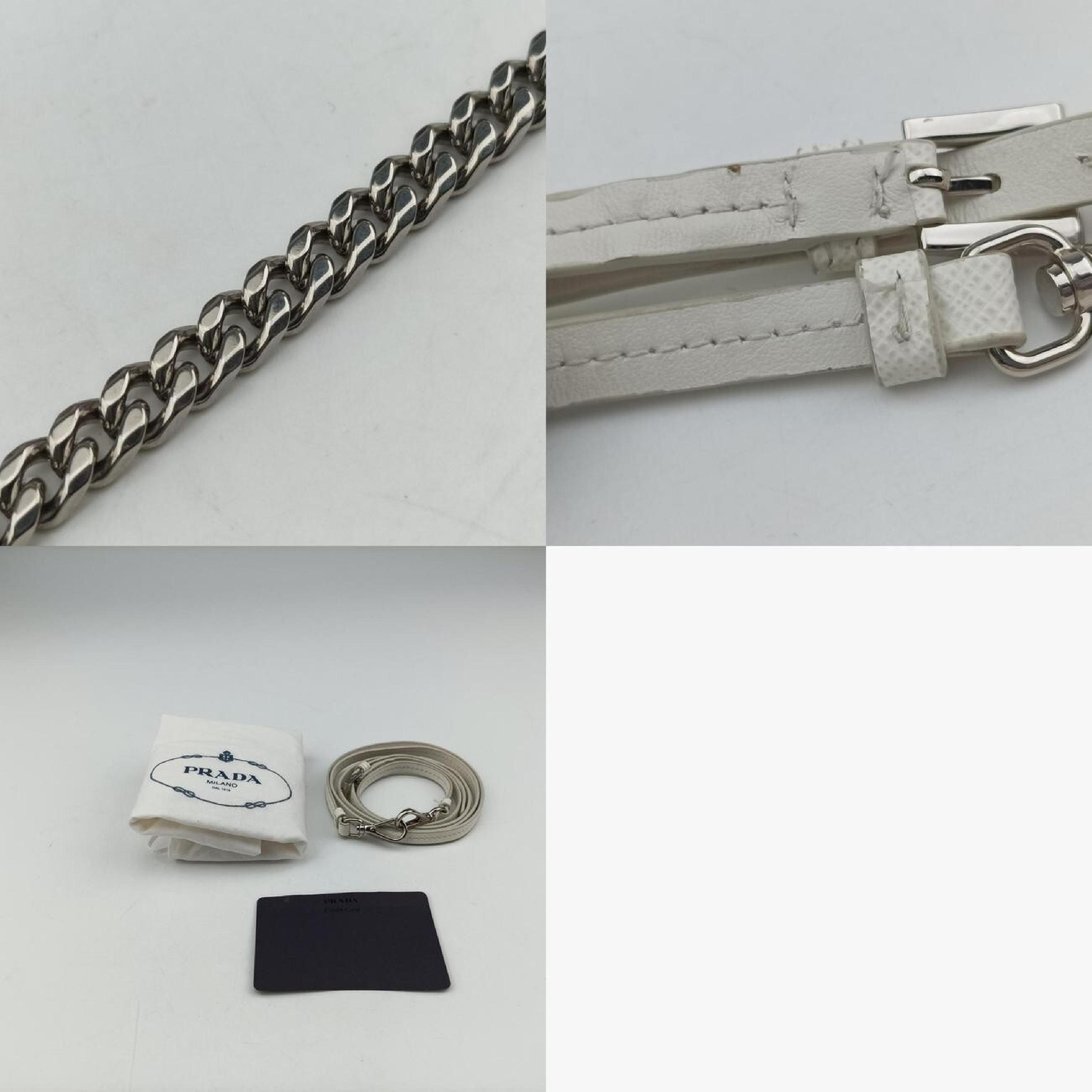 Triangle Logo White Saffiano Leather Shoulder Bag 1NR015 234 — view 11