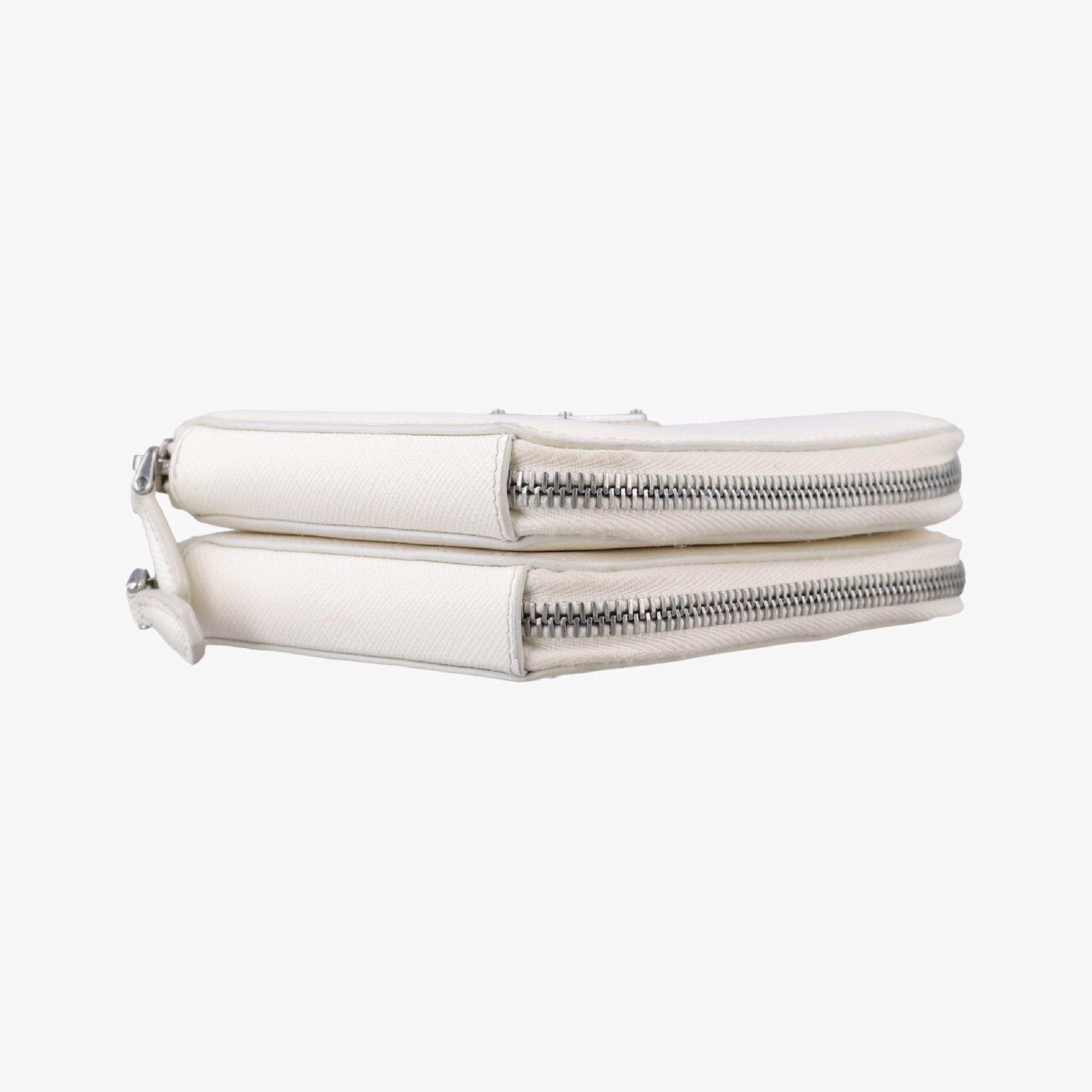 Triangle Logo White Saffiano Leather Shoulder Bag 1NR015 234 — view 3