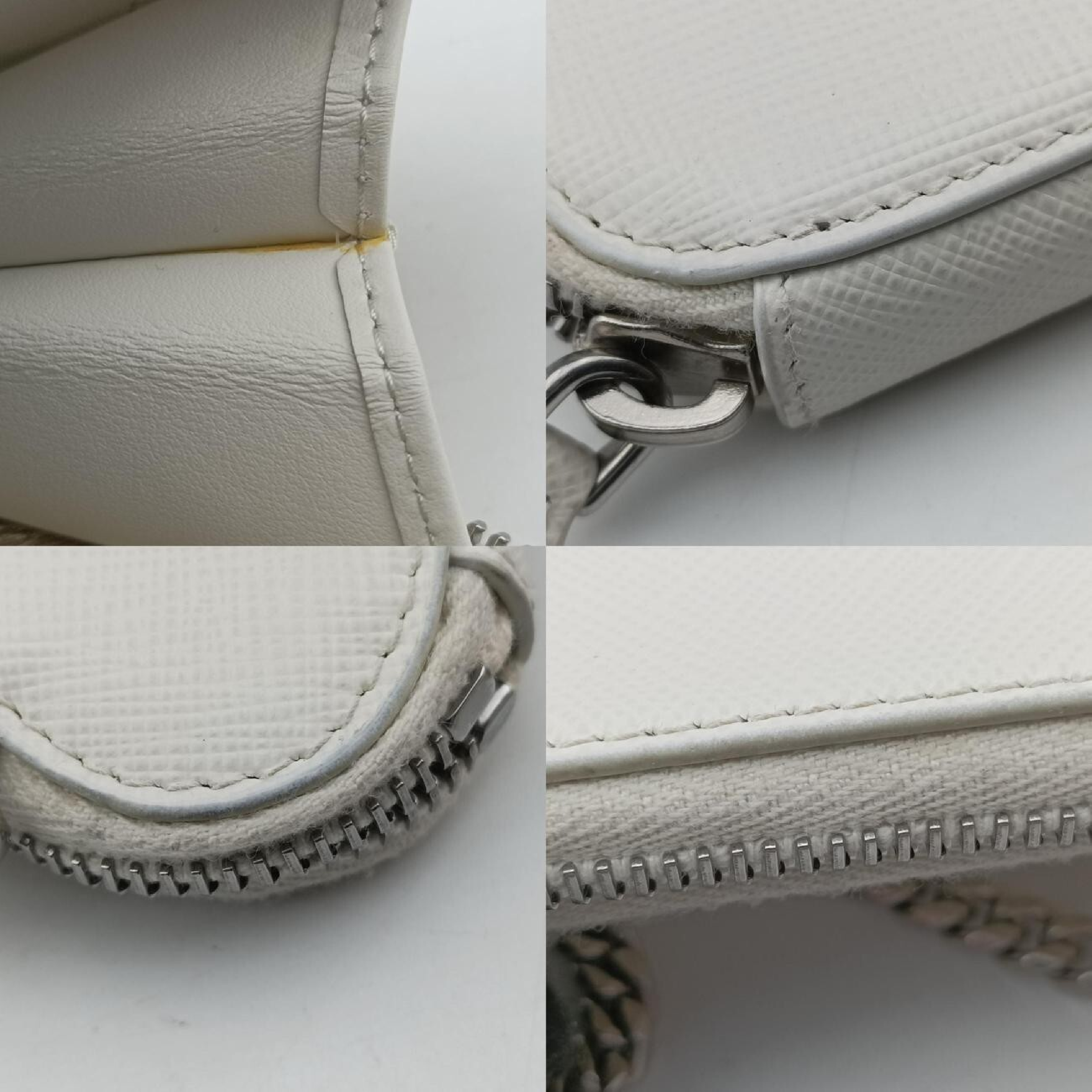 Triangle Logo White Saffiano Leather Shoulder Bag 1NR015 234 — view 9
