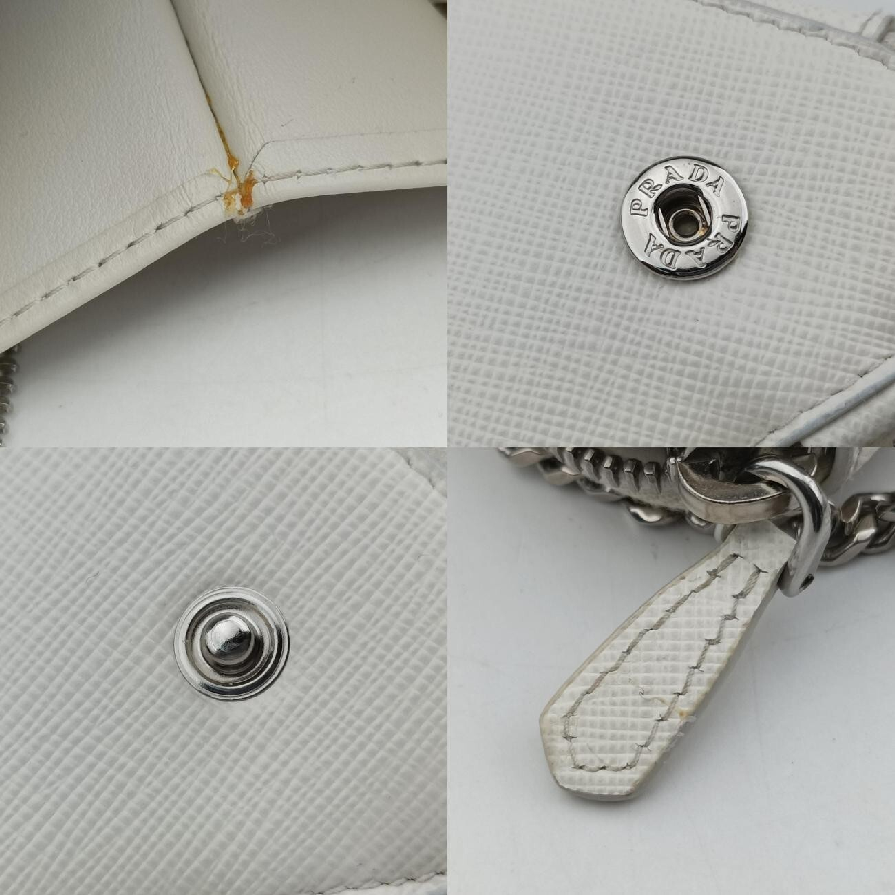 Triangle Logo White Saffiano Leather Shoulder Bag 1NR015 234 — view 10