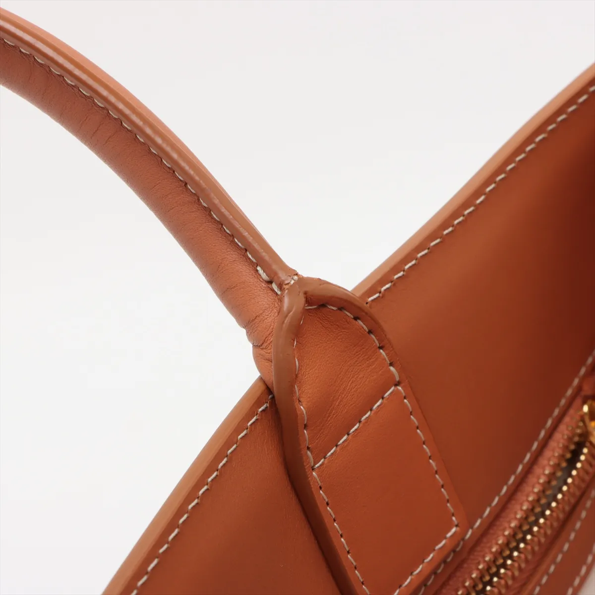 Vertical Cover Large Leather x Canvas Handbag Beige x White — view 15