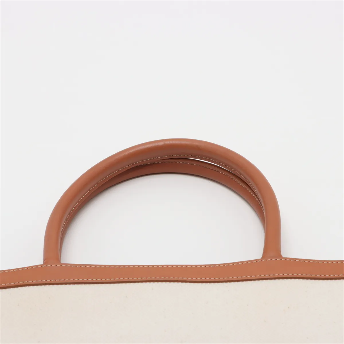Vertical Cover Large Leather x Canvas Handbag Beige x White — view 6
