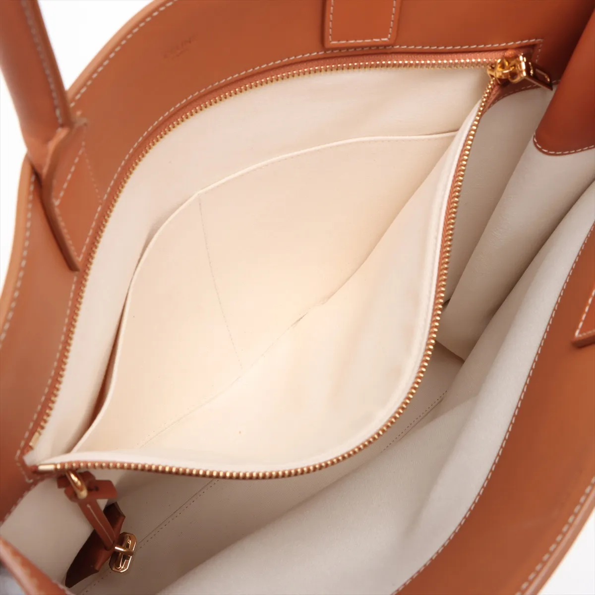 Vertical Cover Large Leather x Canvas Handbag Beige x White — view 8
