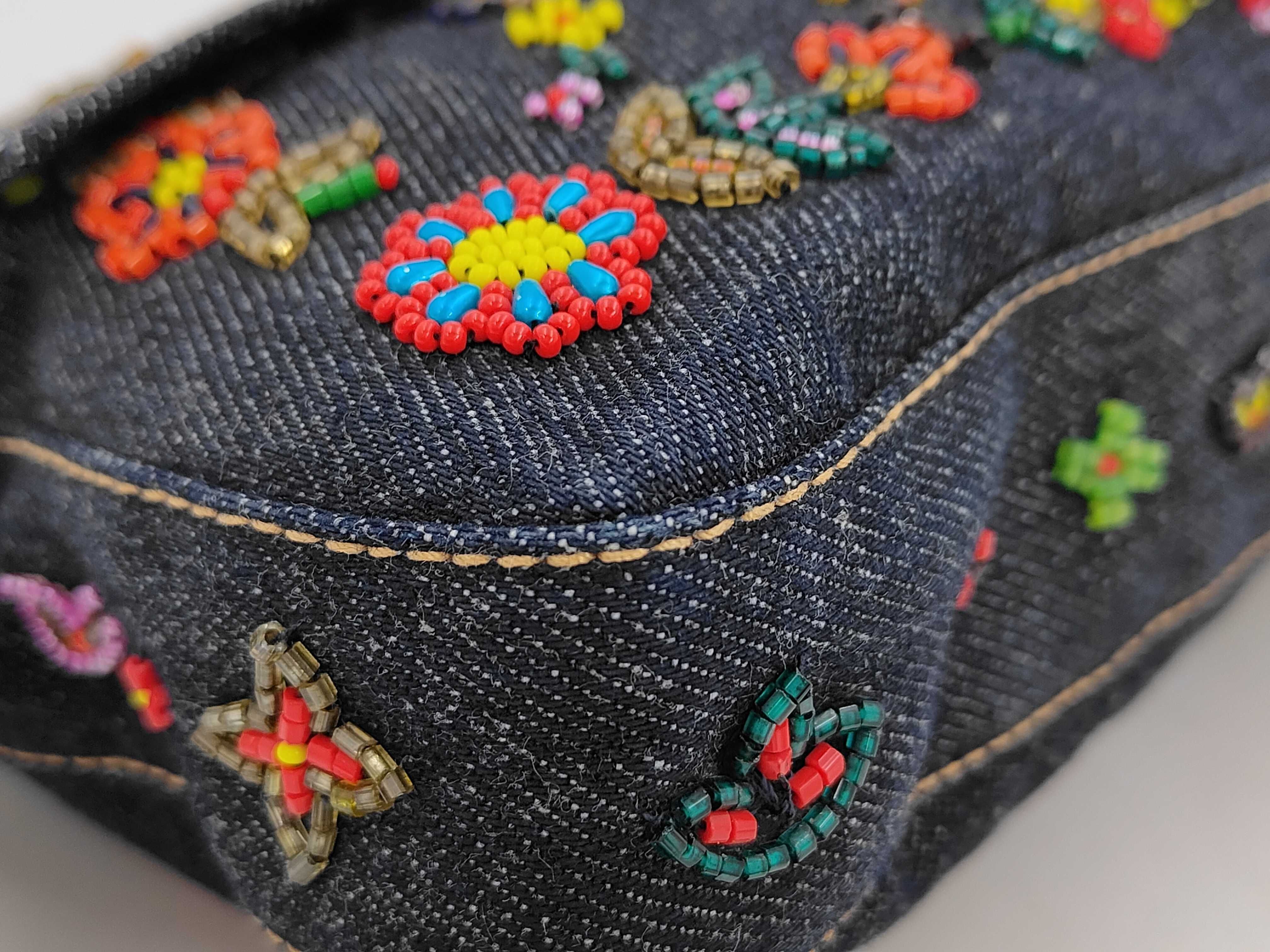 Mamma Bucket Denim Handbag (Handle and embroidery are undamaged) — view 4
