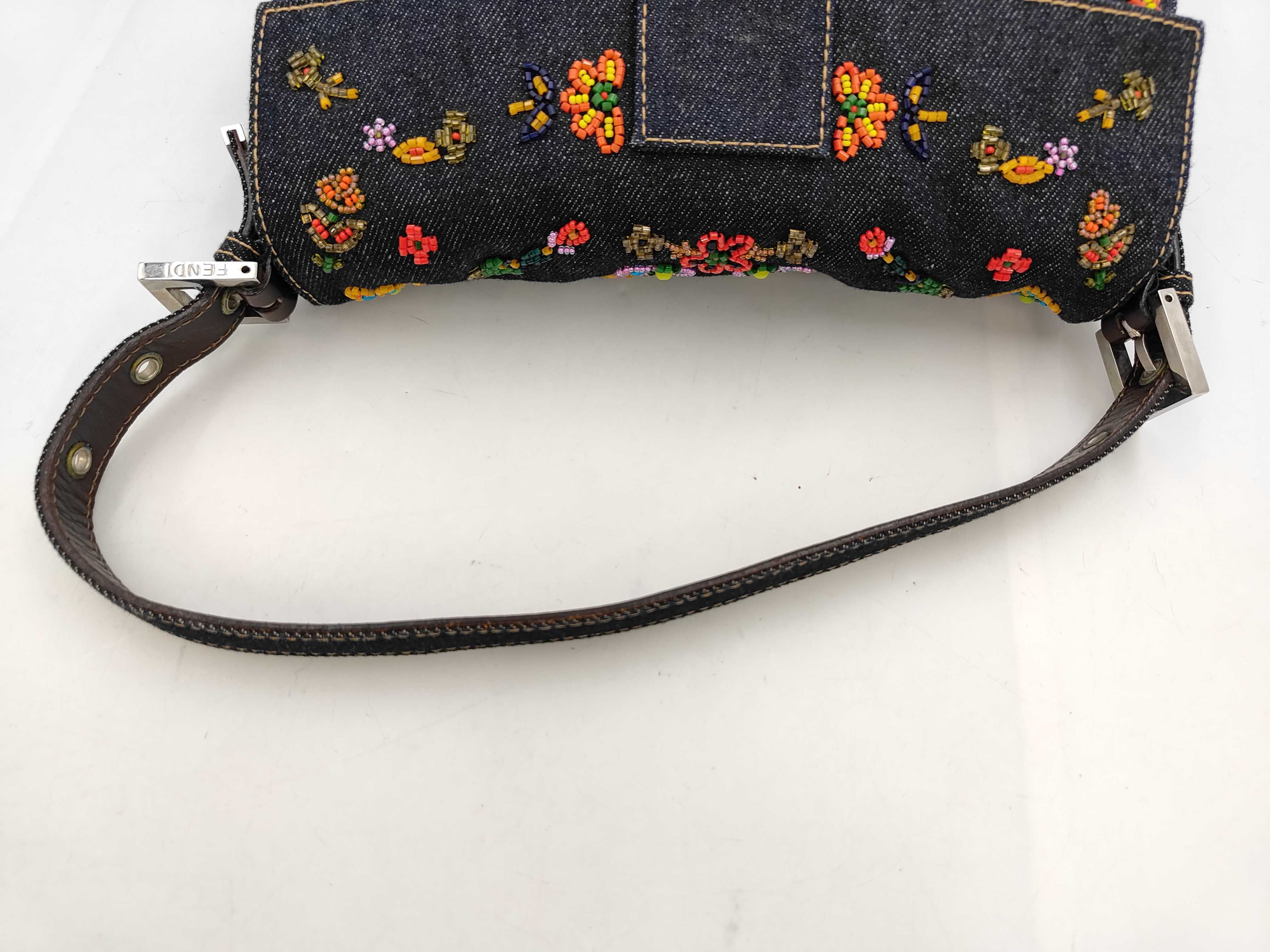 Mamma Bucket Denim Handbag (Handle and embroidery are undamaged) — view 5