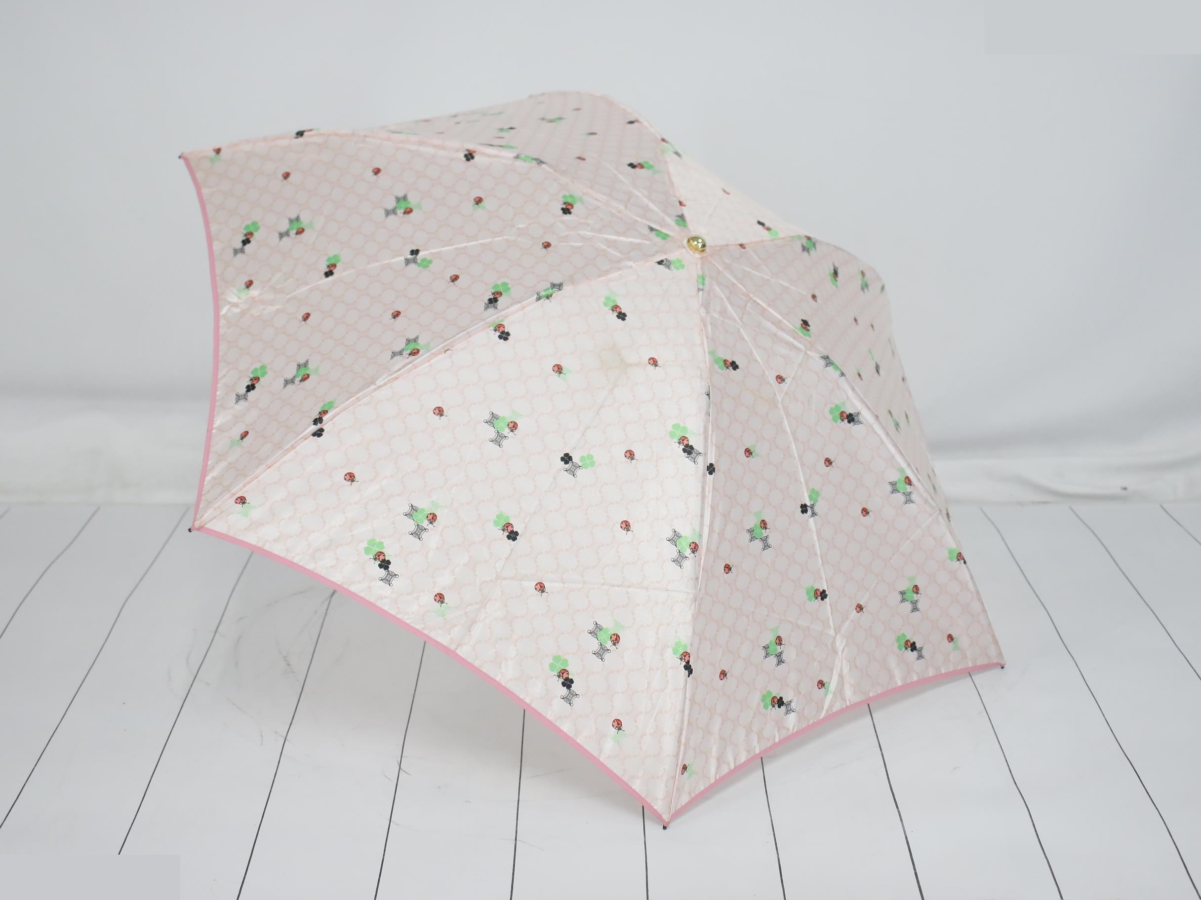 Folding umbrella, macadam, ladybug charm