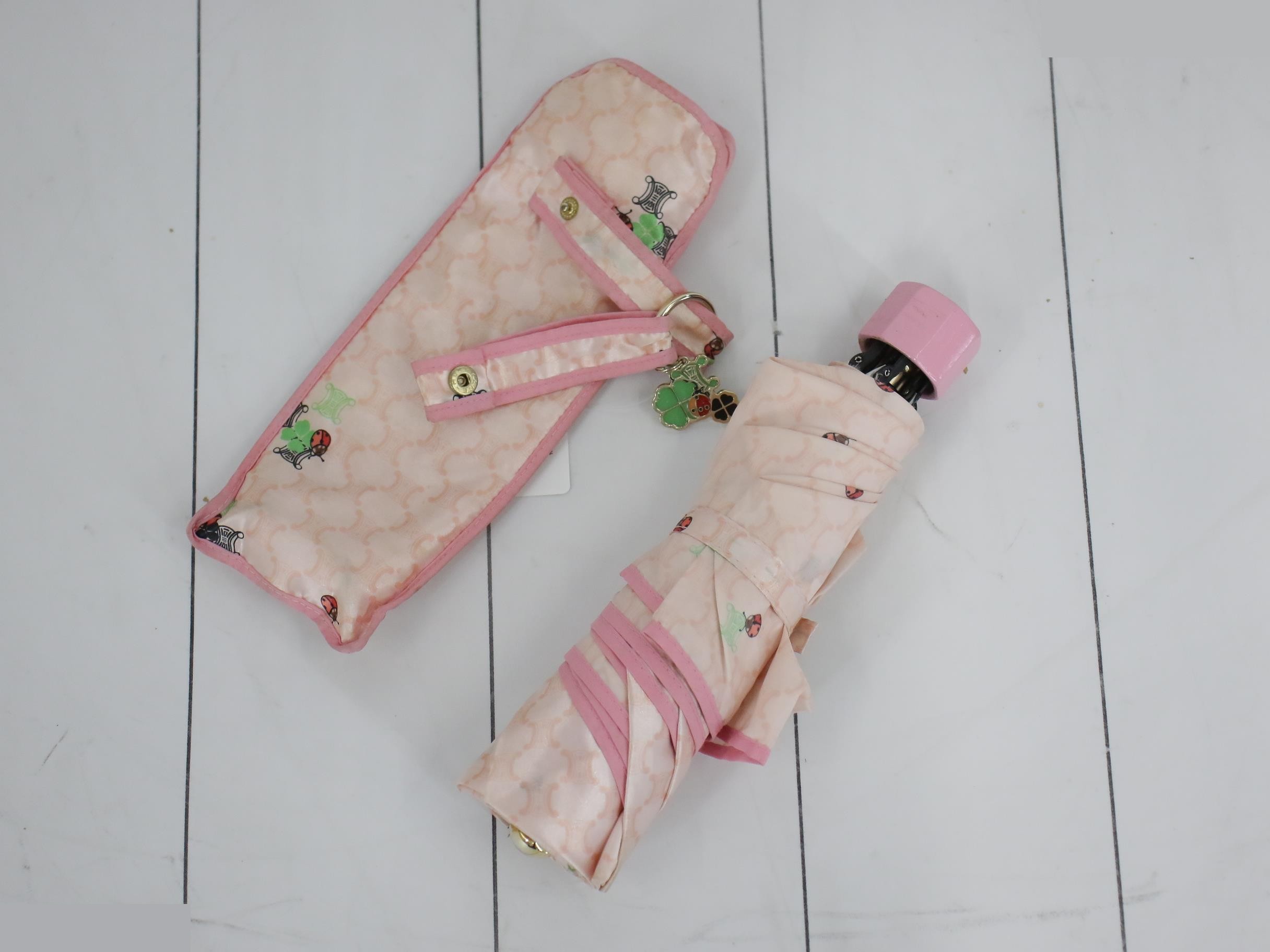 Folding umbrella, macadam, ladybug charm — view 2