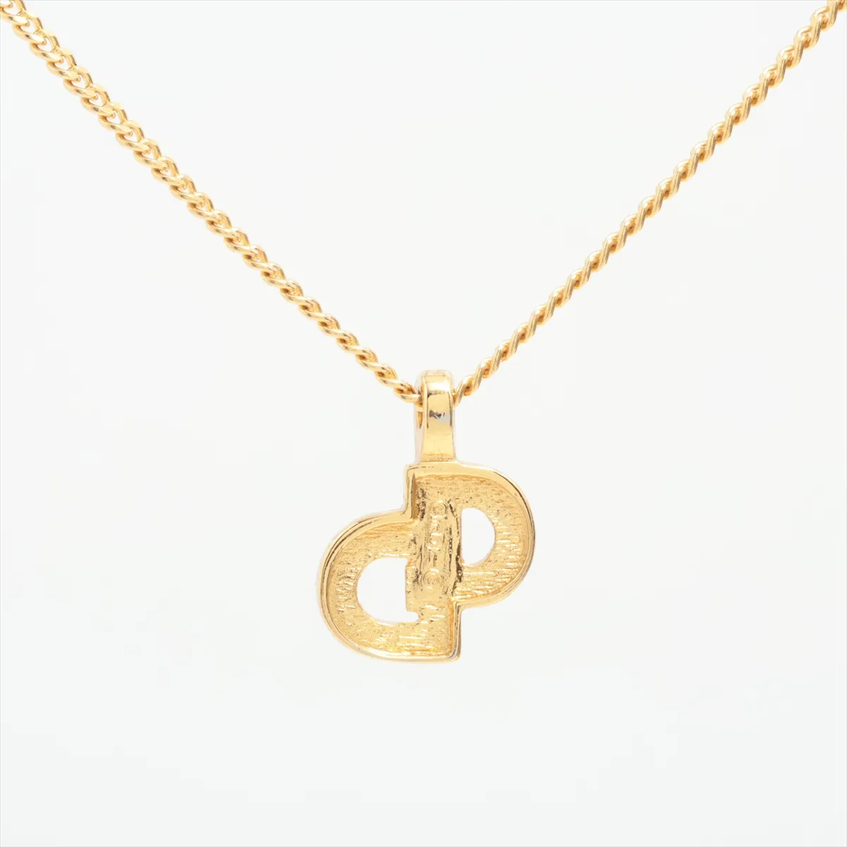 CD Logo Necklace GP x Rhinestone Gold — view 2