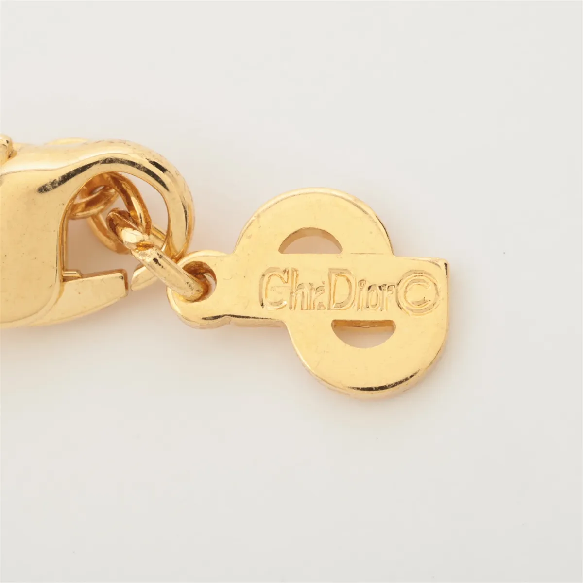 CD Logo Necklace GP x Rhinestone Gold — view 4