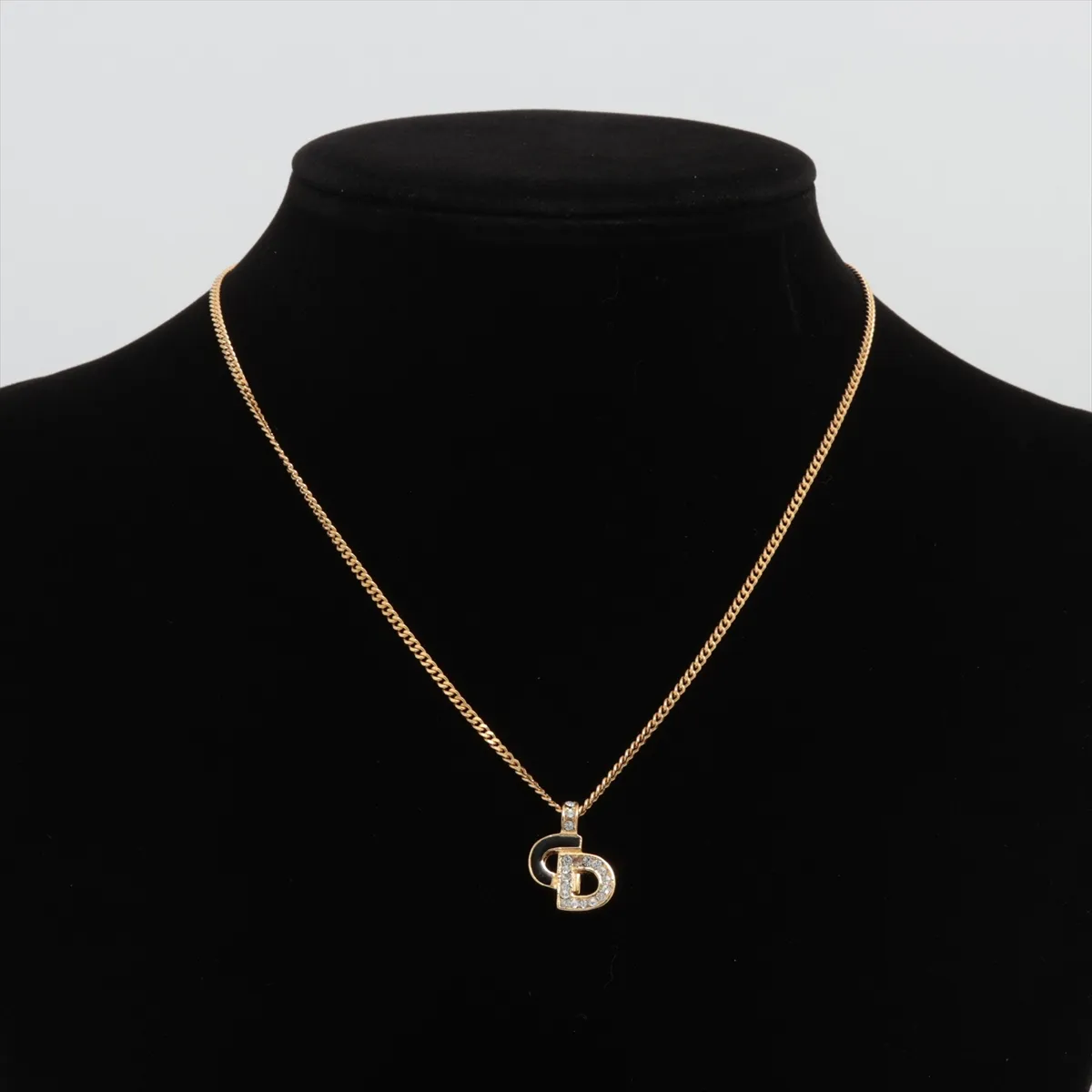 CD Logo Necklace GP x Rhinestone Gold — view 5