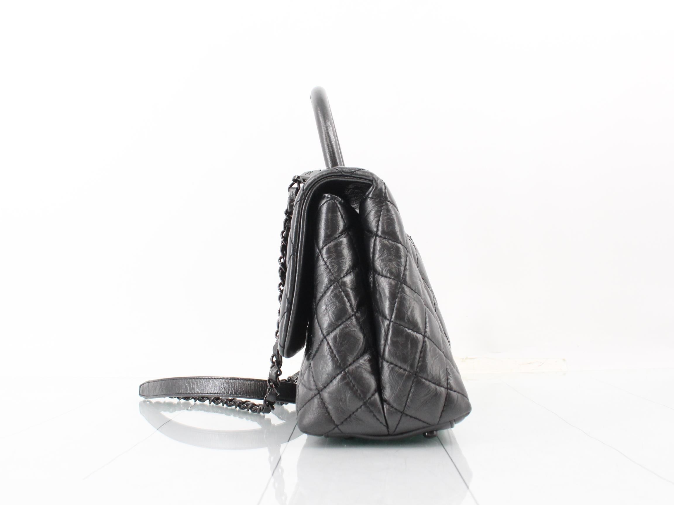 Coco Handle 29 S Vintage Calf 2-Way Handbag, So Black — view 3