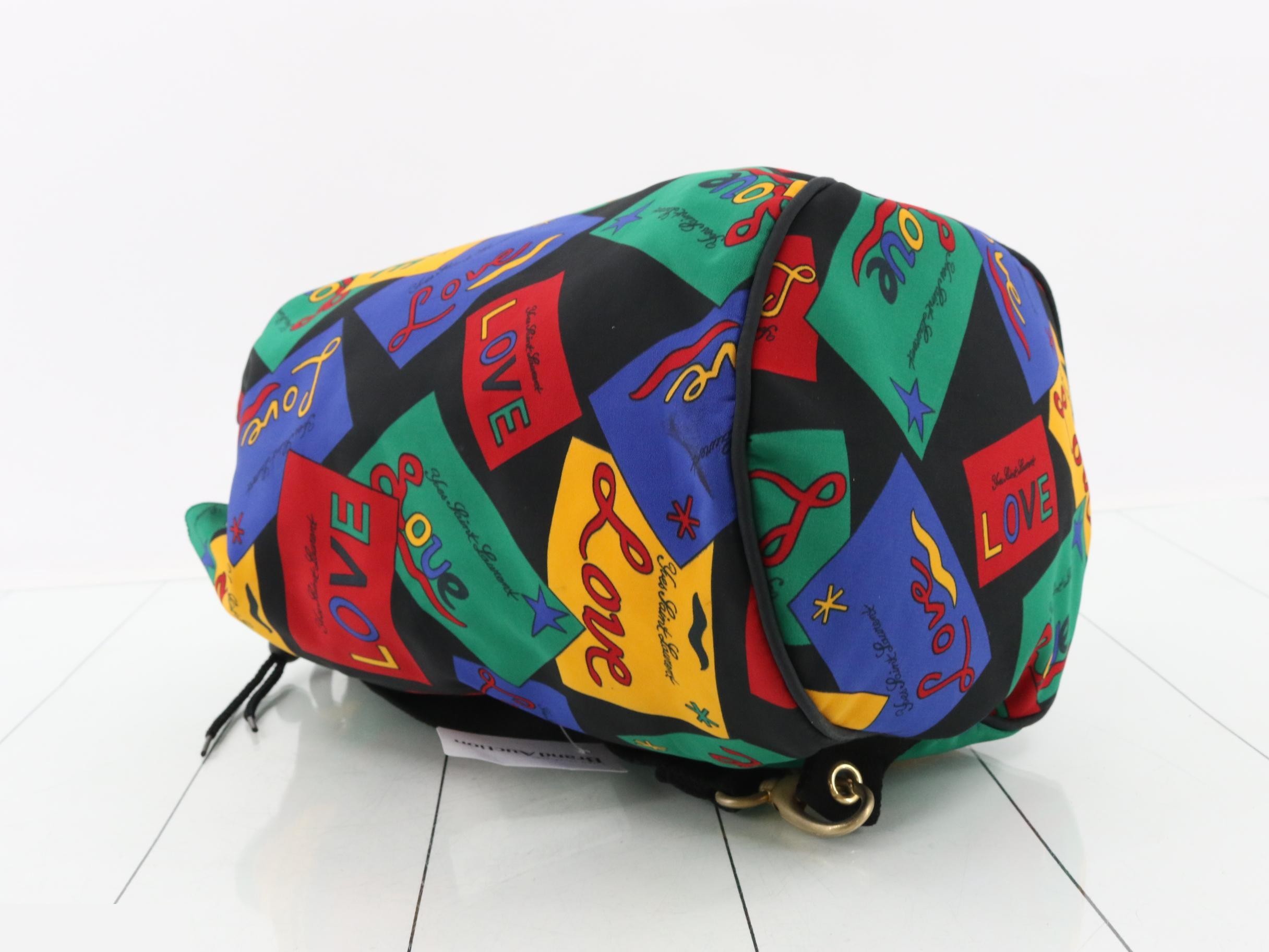All-over print drawstring shoulder bag, canvas, black, multi-color — view 5
