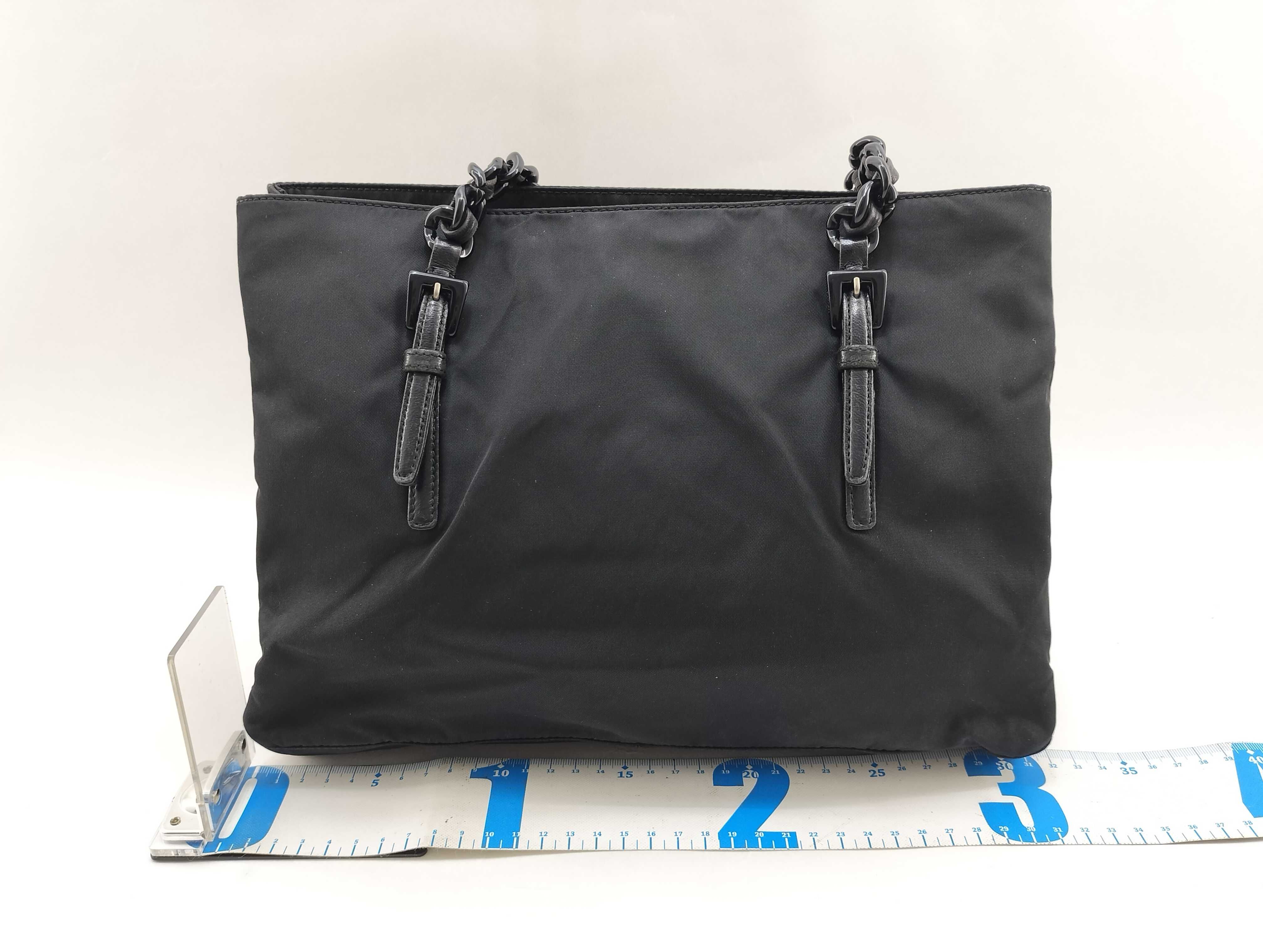 Nylon Chain Shoulder Bag/Tote Bag - Black — view 2