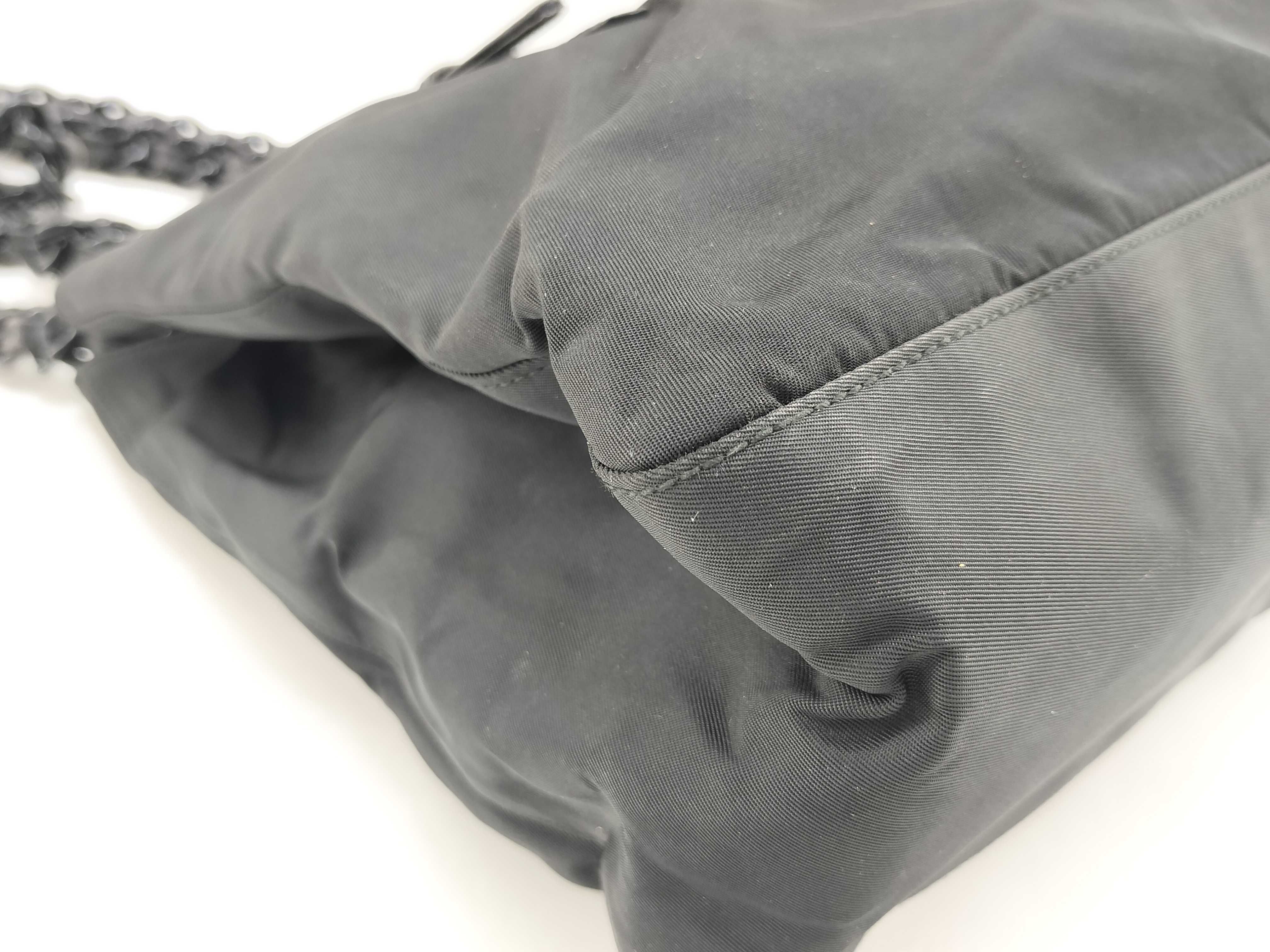 Nylon Chain Shoulder Bag/Tote Bag - Black — view 5