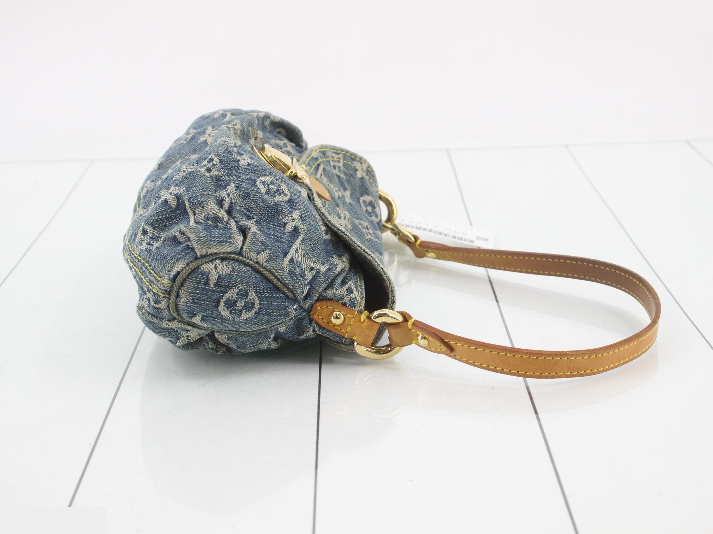 M95050 Monogram Denim Mini Pleaty Blue Shoulder Bag — view 3
