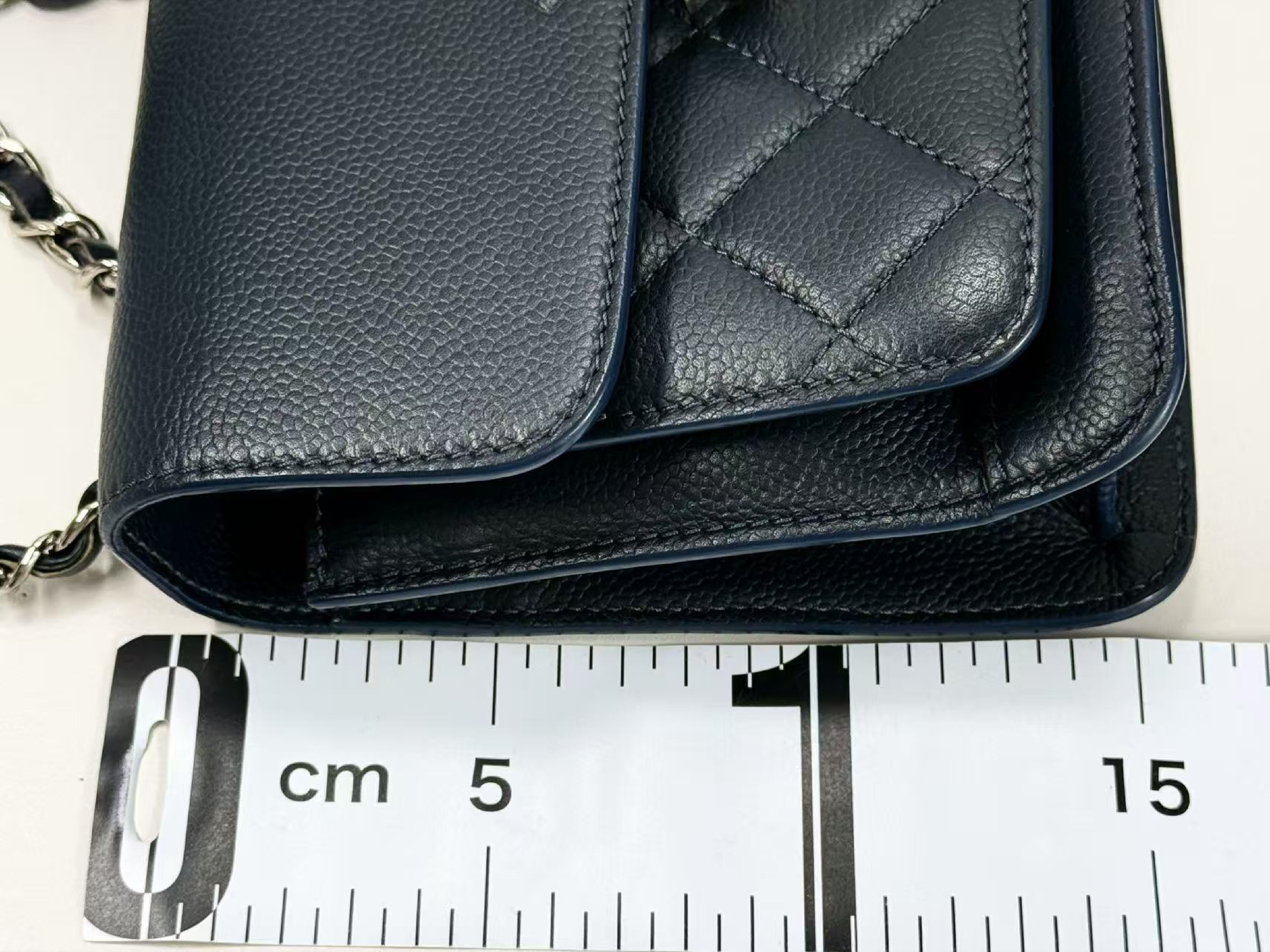 Caviar Skin Half Coco Shoulder Bag, Navy Blue, Approx. 20cm W, Serial Number , with Dust Bag and Seal, Silver Hardware, Excellent Condition (A-AB) — view 5