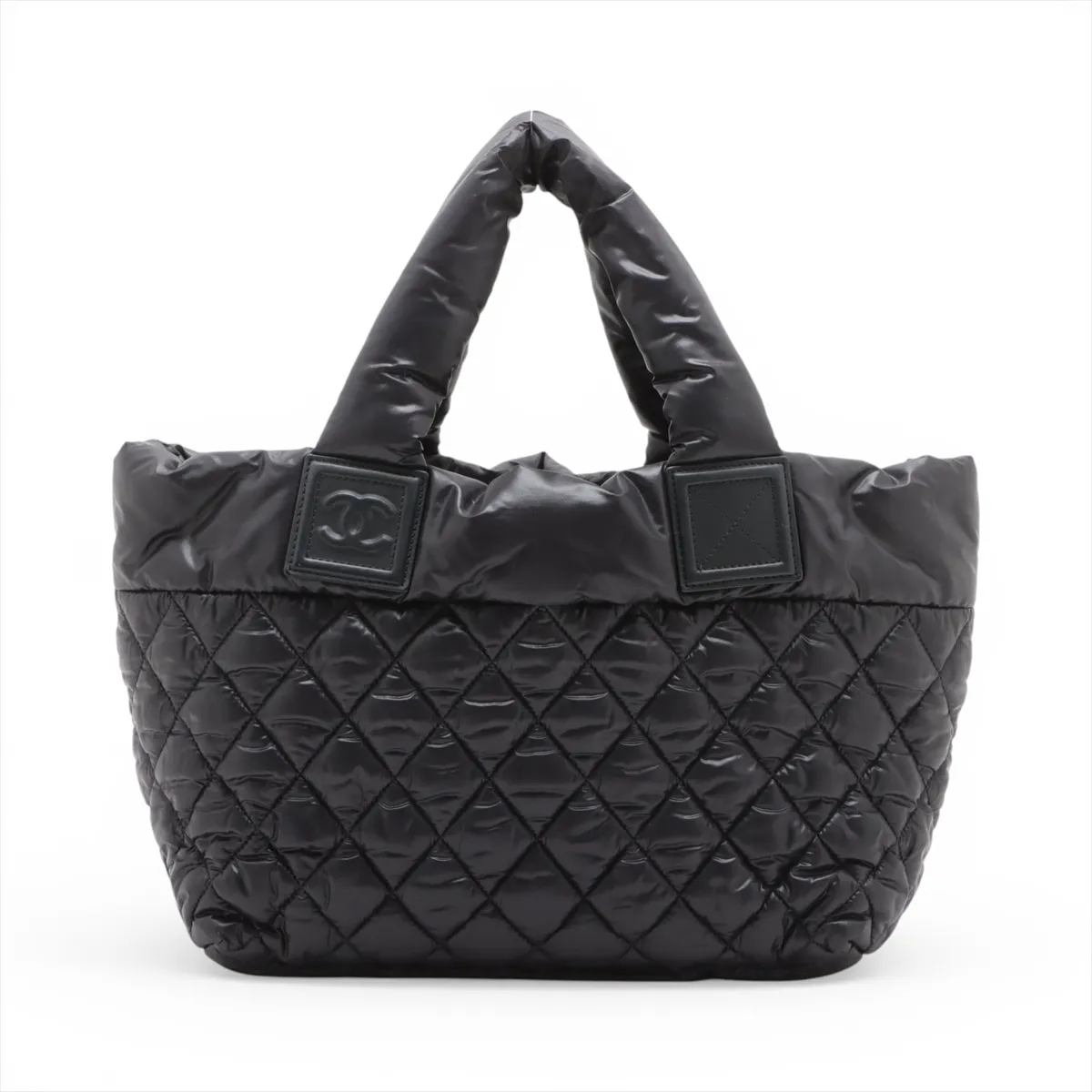 Coco Cocoon Nylon x Leather Handbag, Black with Silver Hardware, 13602141, Series 13 — view 2