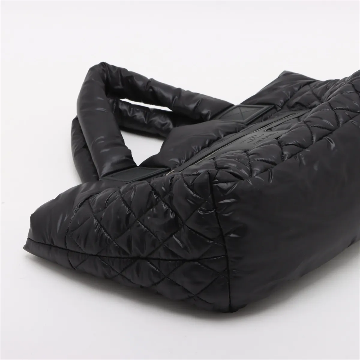 Coco Cocoon Nylon x Leather Handbag, Black with Silver Hardware, 13602141, Series 13 — view 4