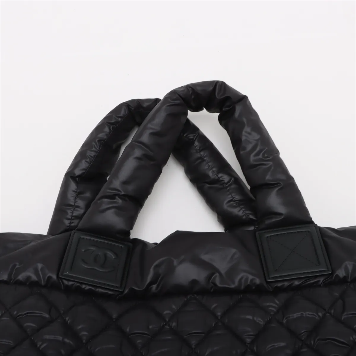 Coco Cocoon Nylon x Leather Handbag, Black with Silver Hardware, 13602141, Series 13 — view 6