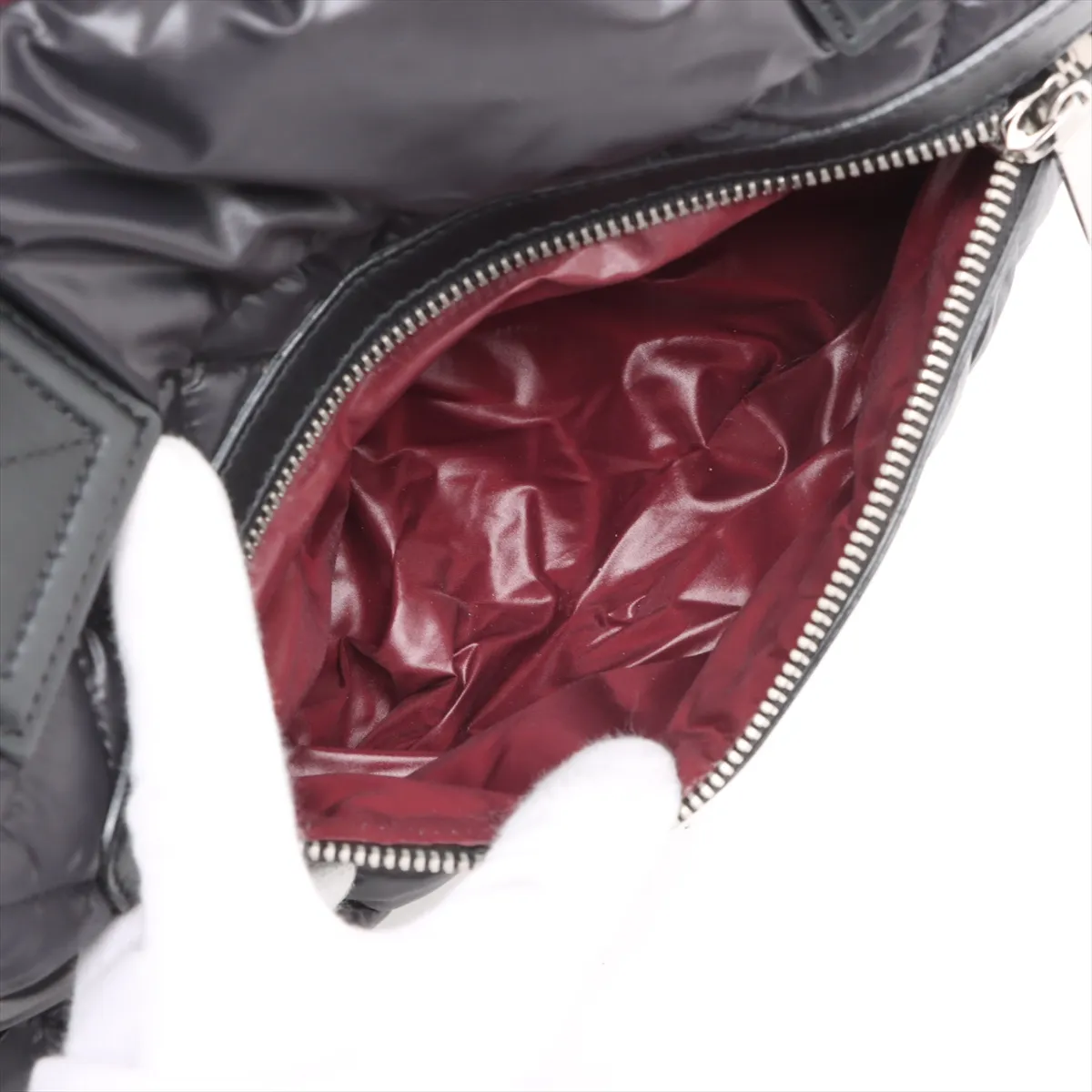 Coco Cocoon Nylon x Leather Handbag, Black with Silver Hardware, 13602141, Series 13 — view 9