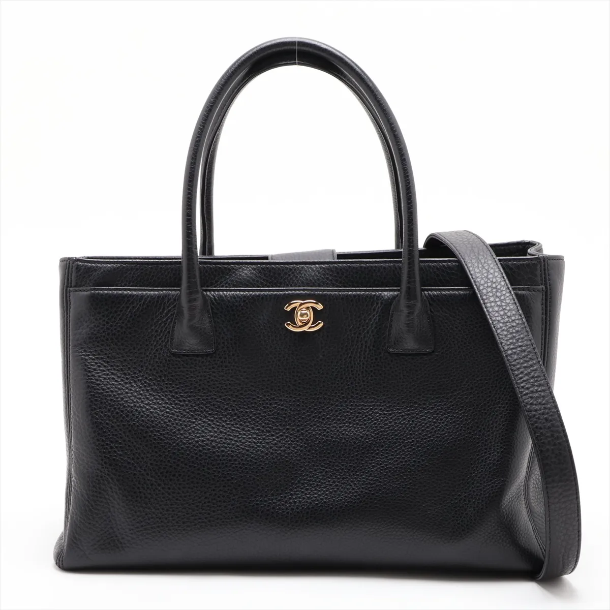 Executive Caviar Skin 2-Way Tote Bag, Black with Gold Hardware, 19312497, Serial Number 19