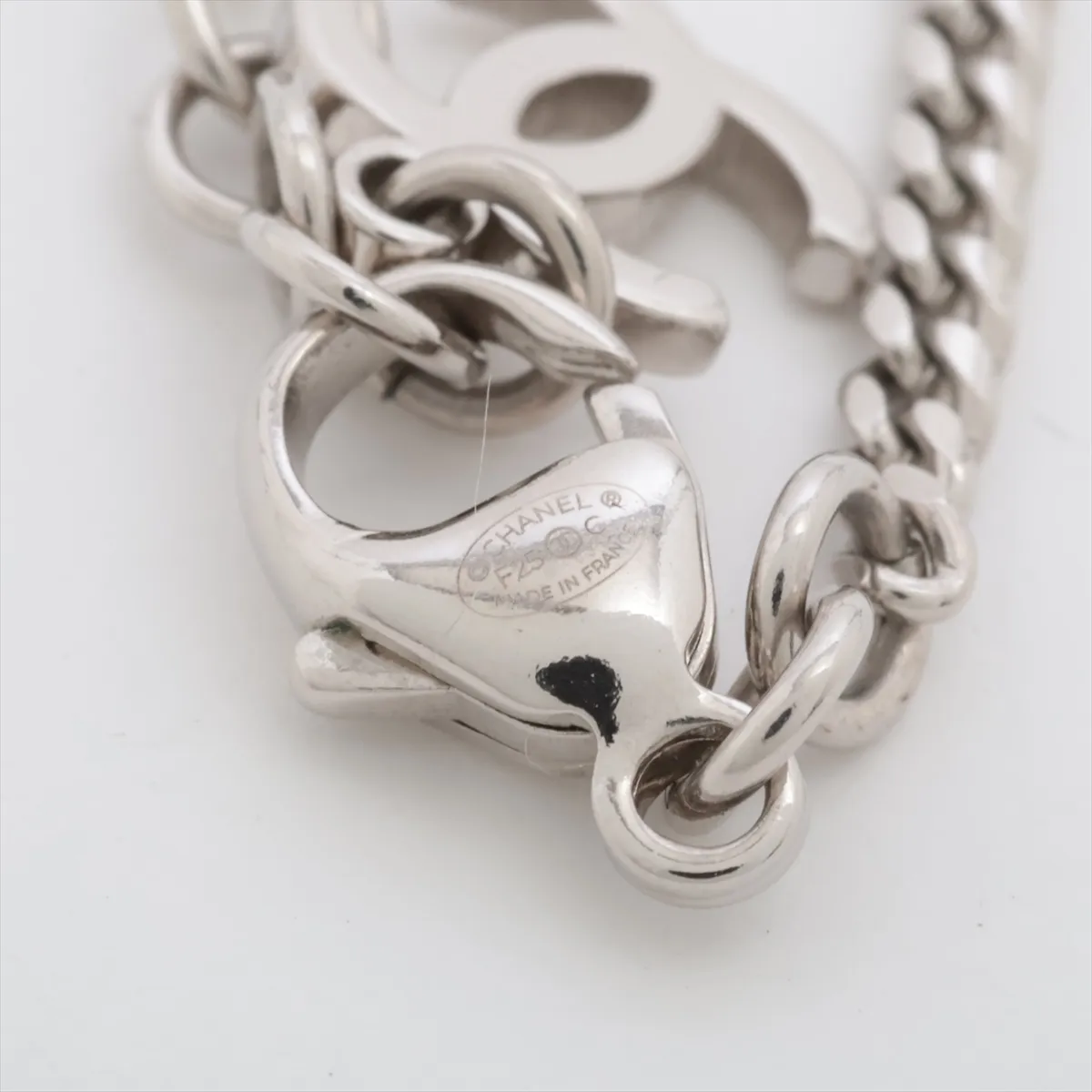 Coco Mark F25C Necklace, Gold Plated x Rhinestone x Faux Pearl, Silver. Shows signs of wear, — view 4