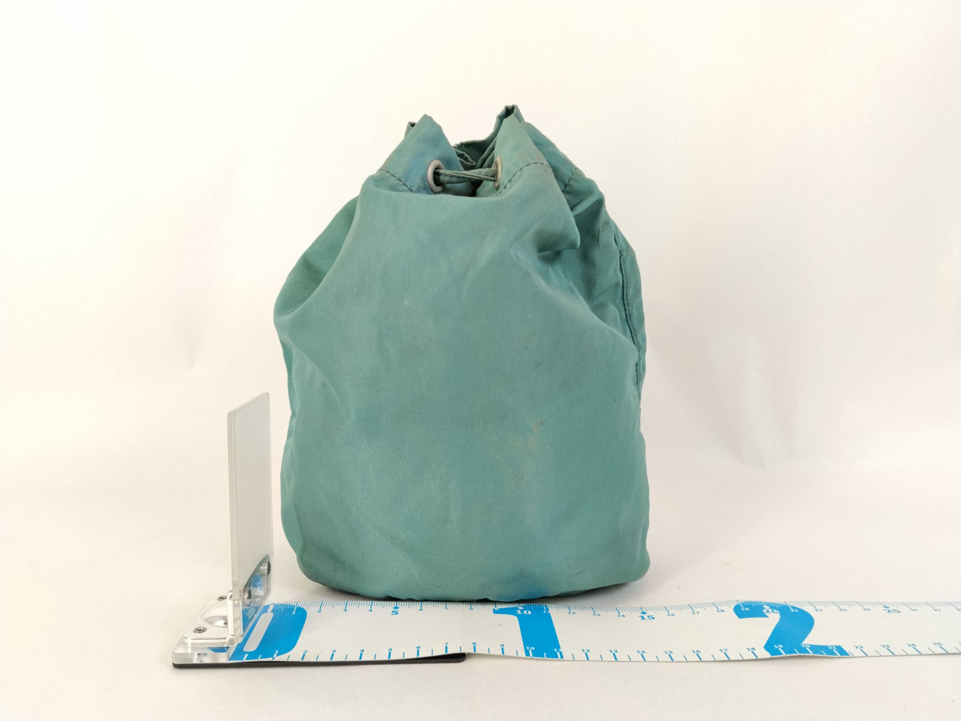 nylon drawstring pouch with triangular logo. (Nylon handbag/pouch) — view 2