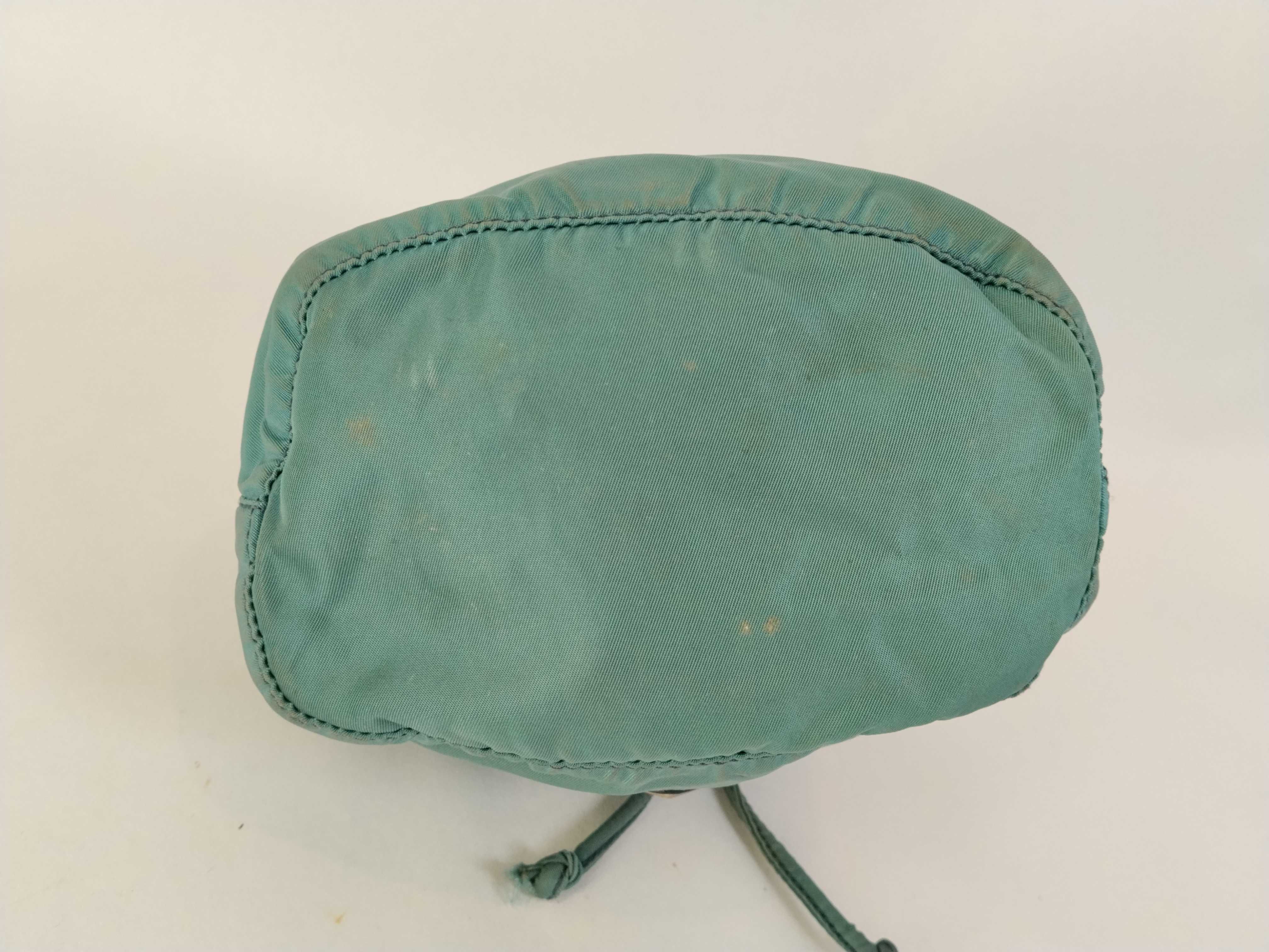 nylon drawstring pouch with triangular logo. (Nylon handbag/pouch) — view 4