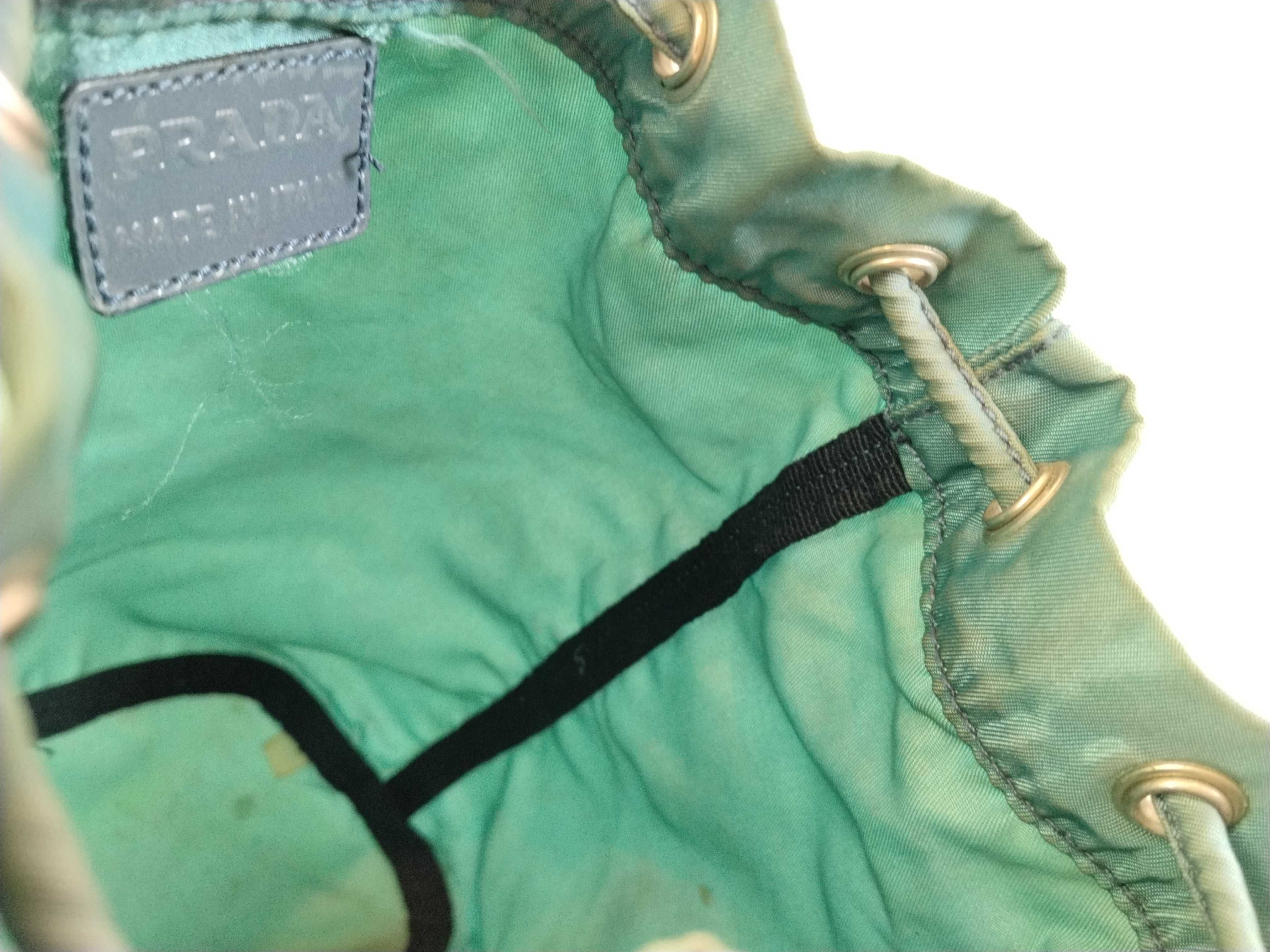 nylon drawstring pouch with triangular logo. (Nylon handbag/pouch) — view 6