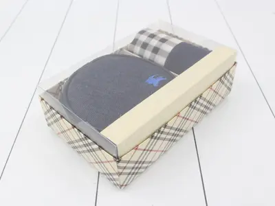 Unused Burberry pouch and handkerchief, with box.