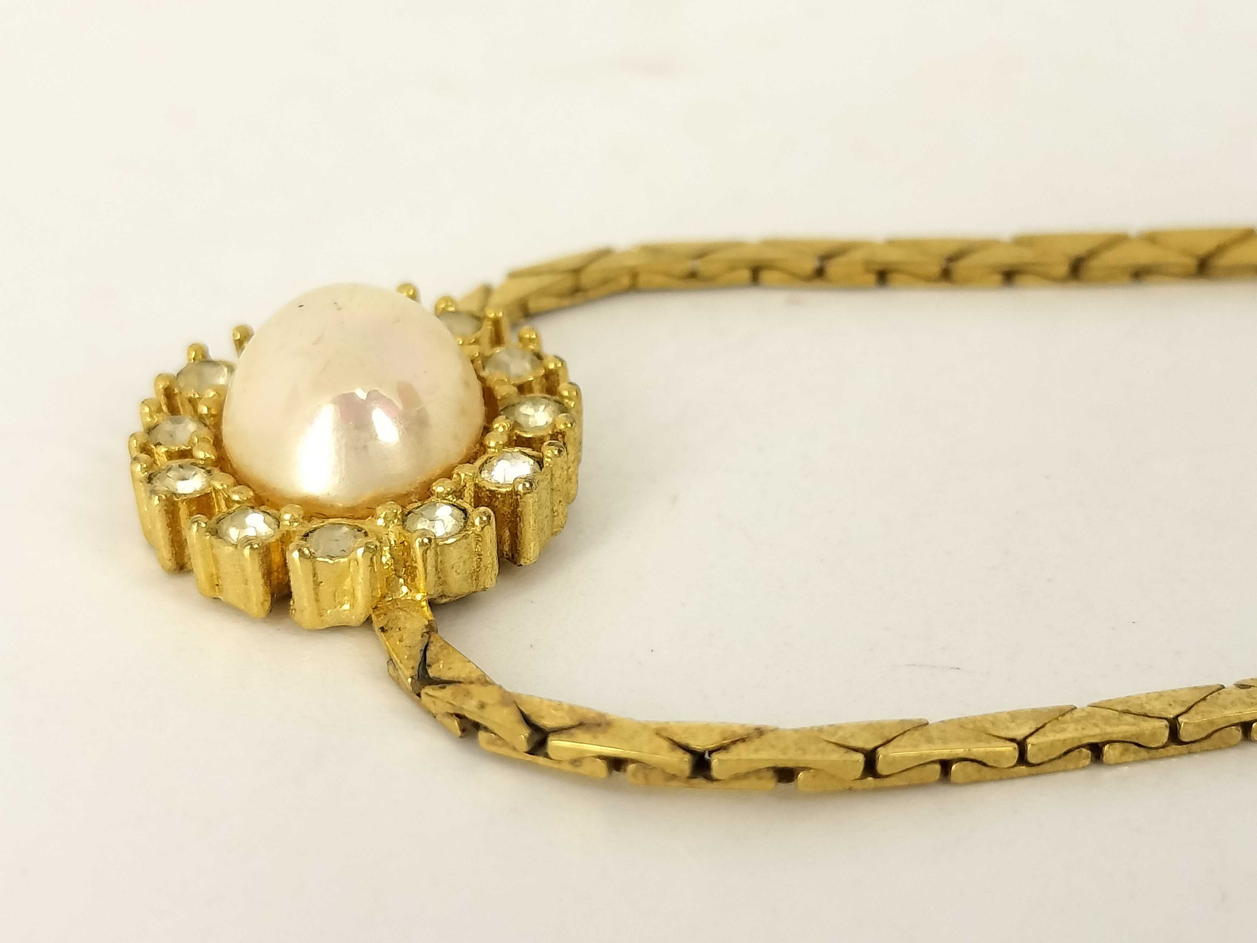 Givenchy Gold Rhinestone Pearl Bracelet/Bangle — view 3