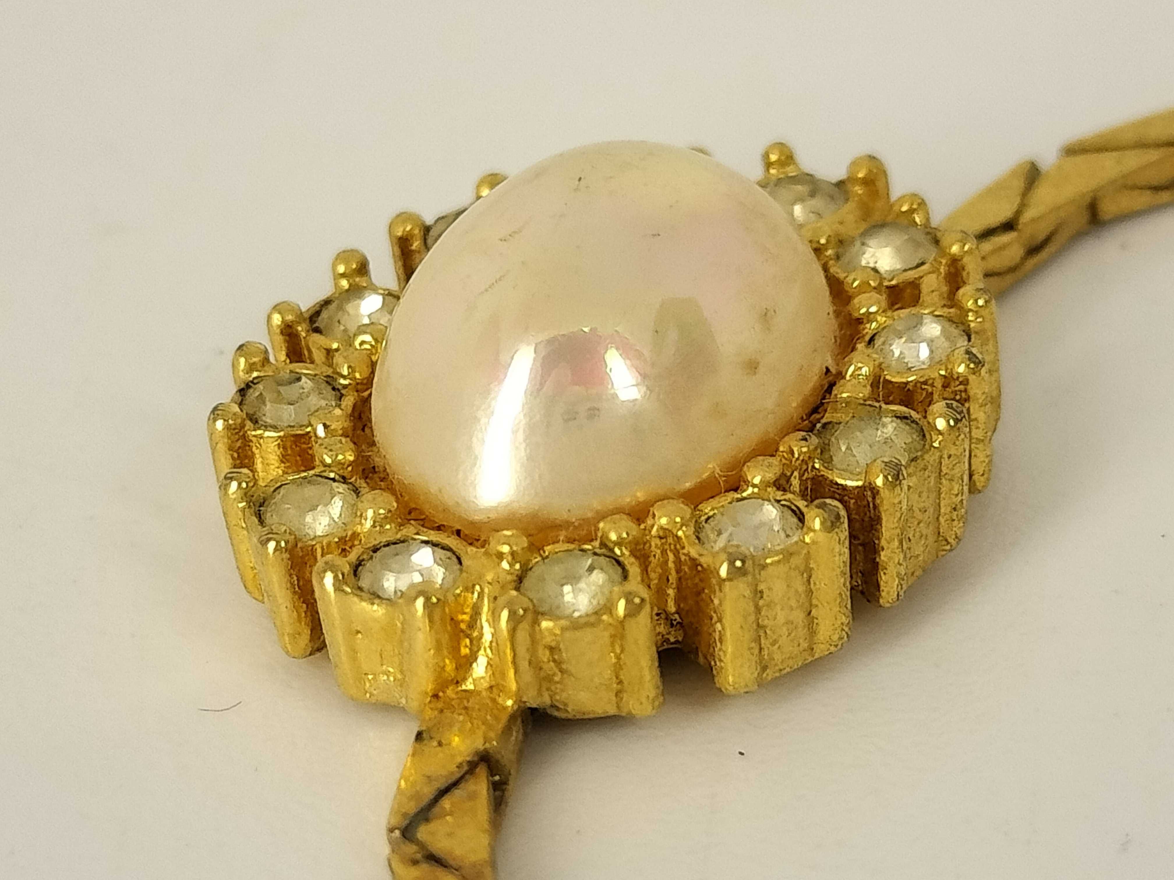 Givenchy Gold Rhinestone Pearl Bracelet/Bangle — view 8