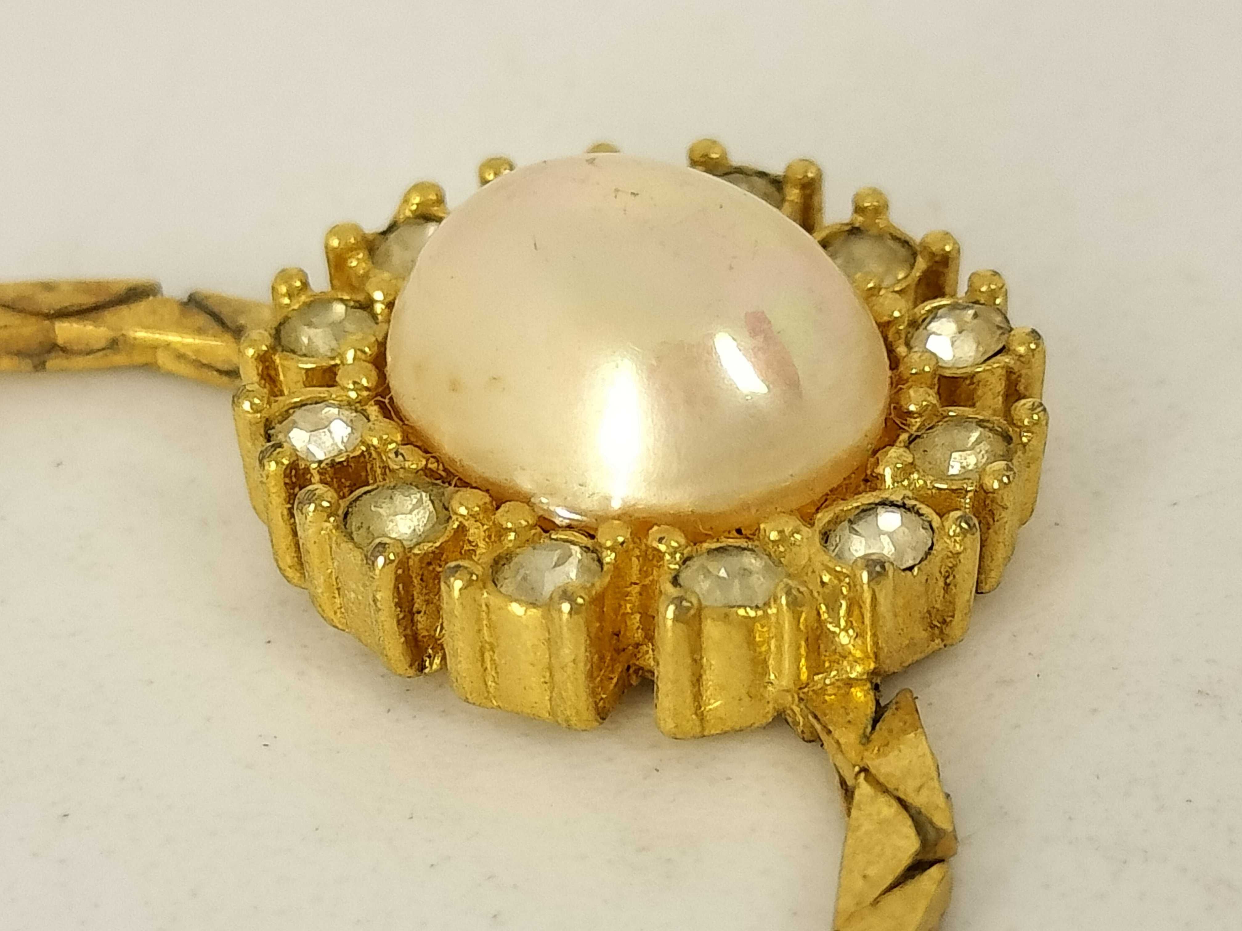 Givenchy Gold Rhinestone Pearl Bracelet/Bangle — view 9