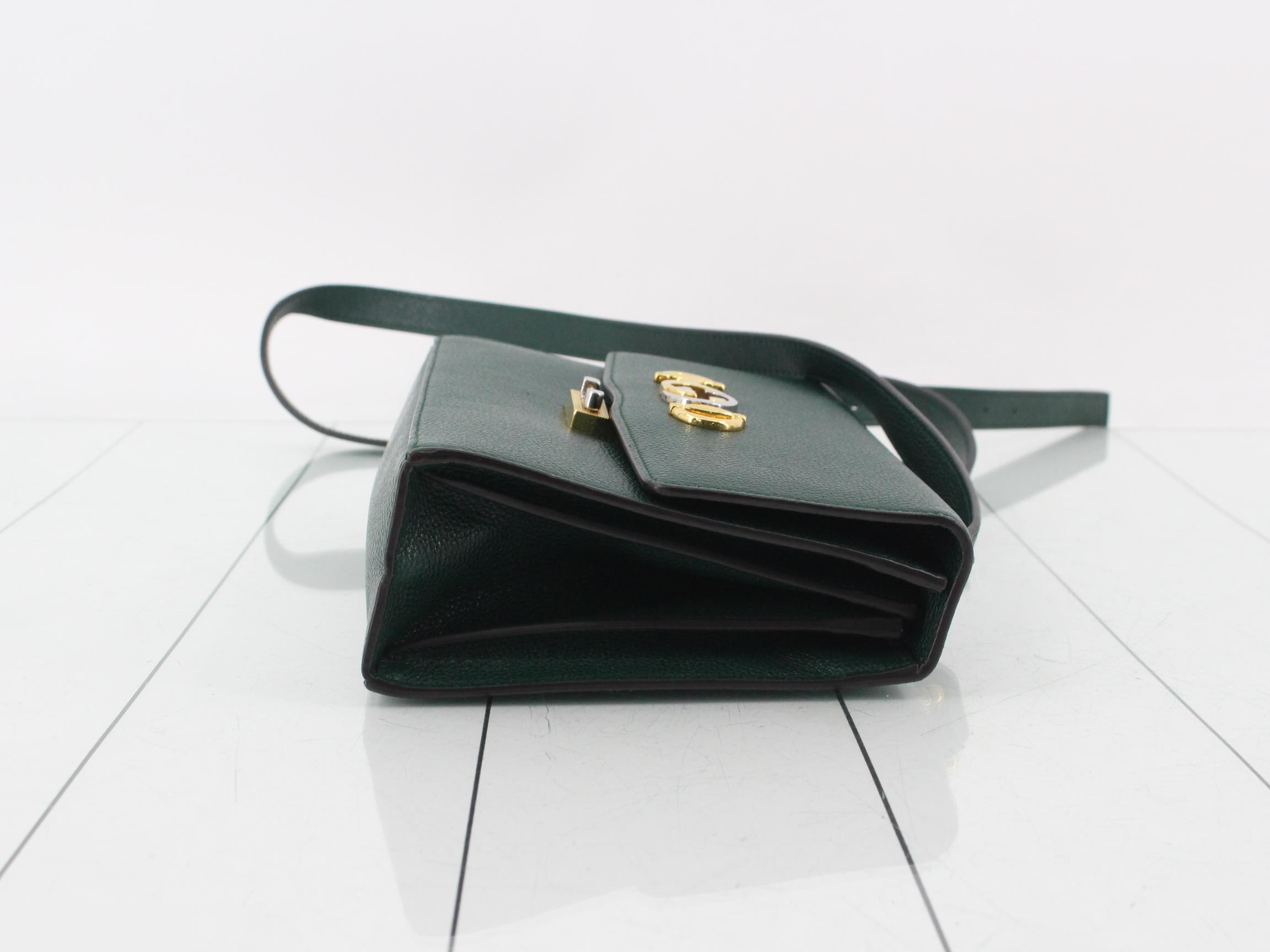Zumi Leather Shoulder Bag, Green — view 3