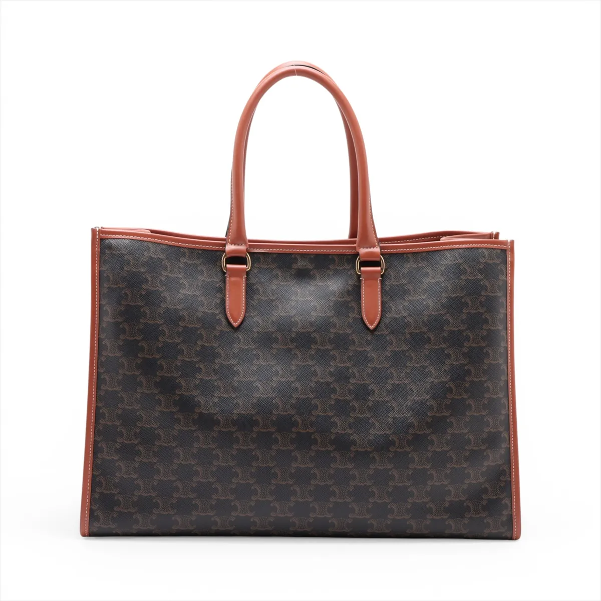 Triomphe Horizontal Cabas PVC x Leather Handbag Brown — view 2