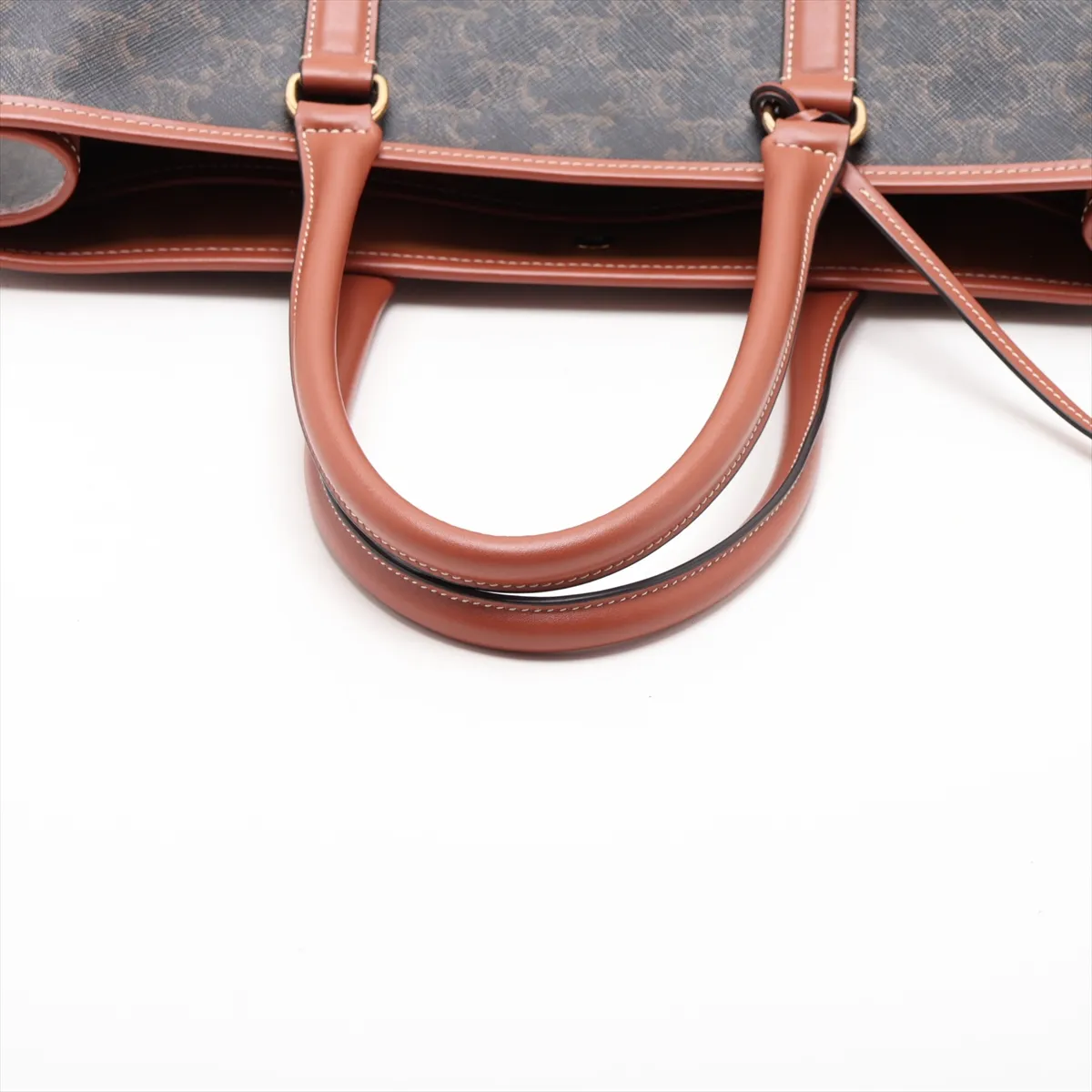 Triomphe Horizontal Cabas PVC x Leather Handbag Brown — view 5