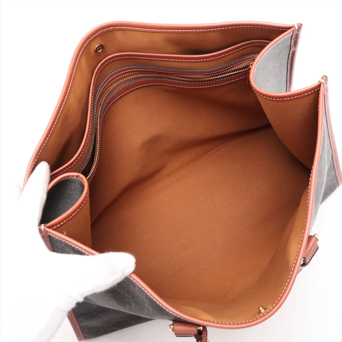 Triomphe Horizontal Cabas PVC x Leather Handbag Brown — view 7
