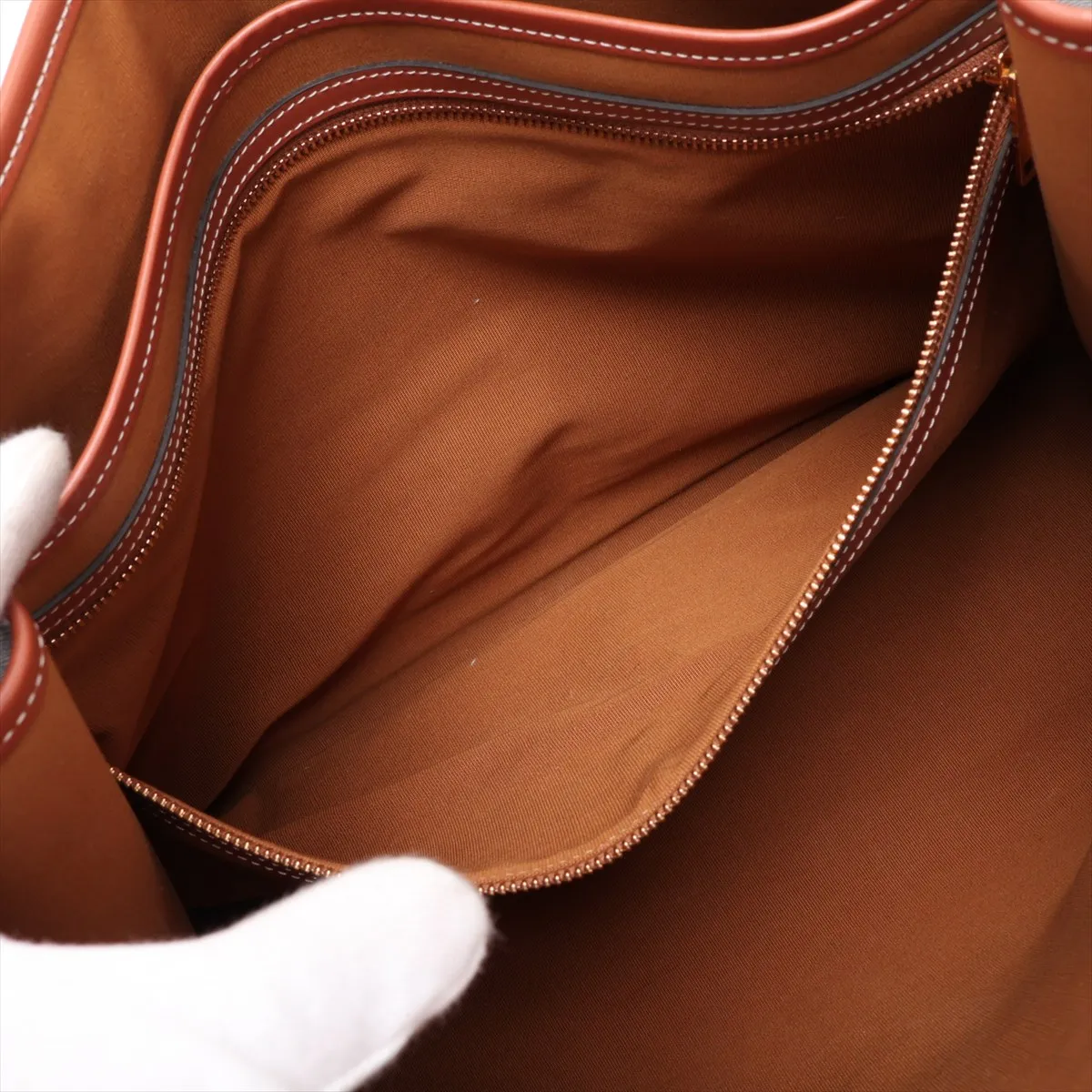 Triomphe Horizontal Cabas PVC x Leather Handbag Brown — view 8