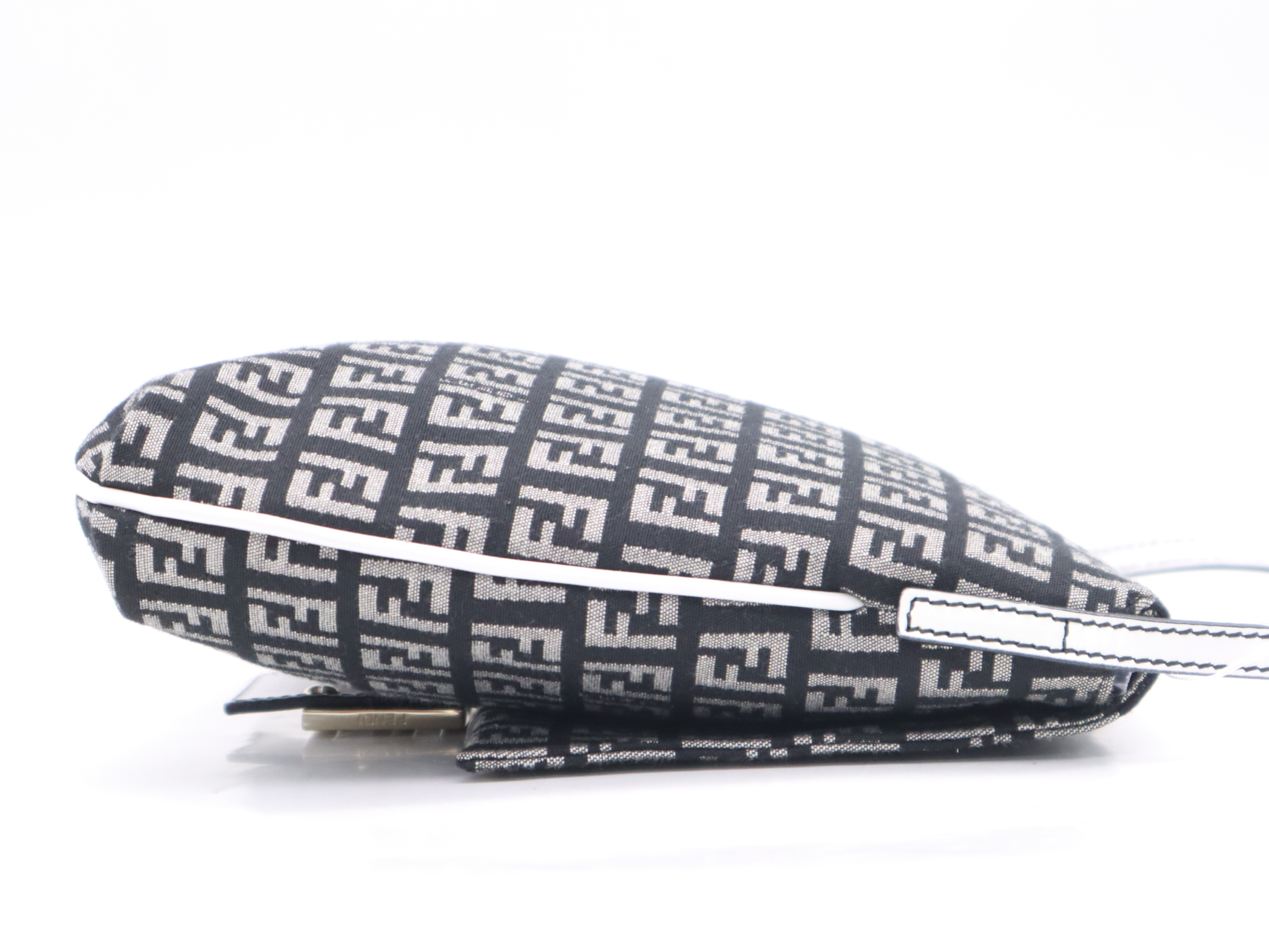 8BT075 Canvas Zucchino Black White Silver Hardware Card Included Shoulder Bag — view 5
